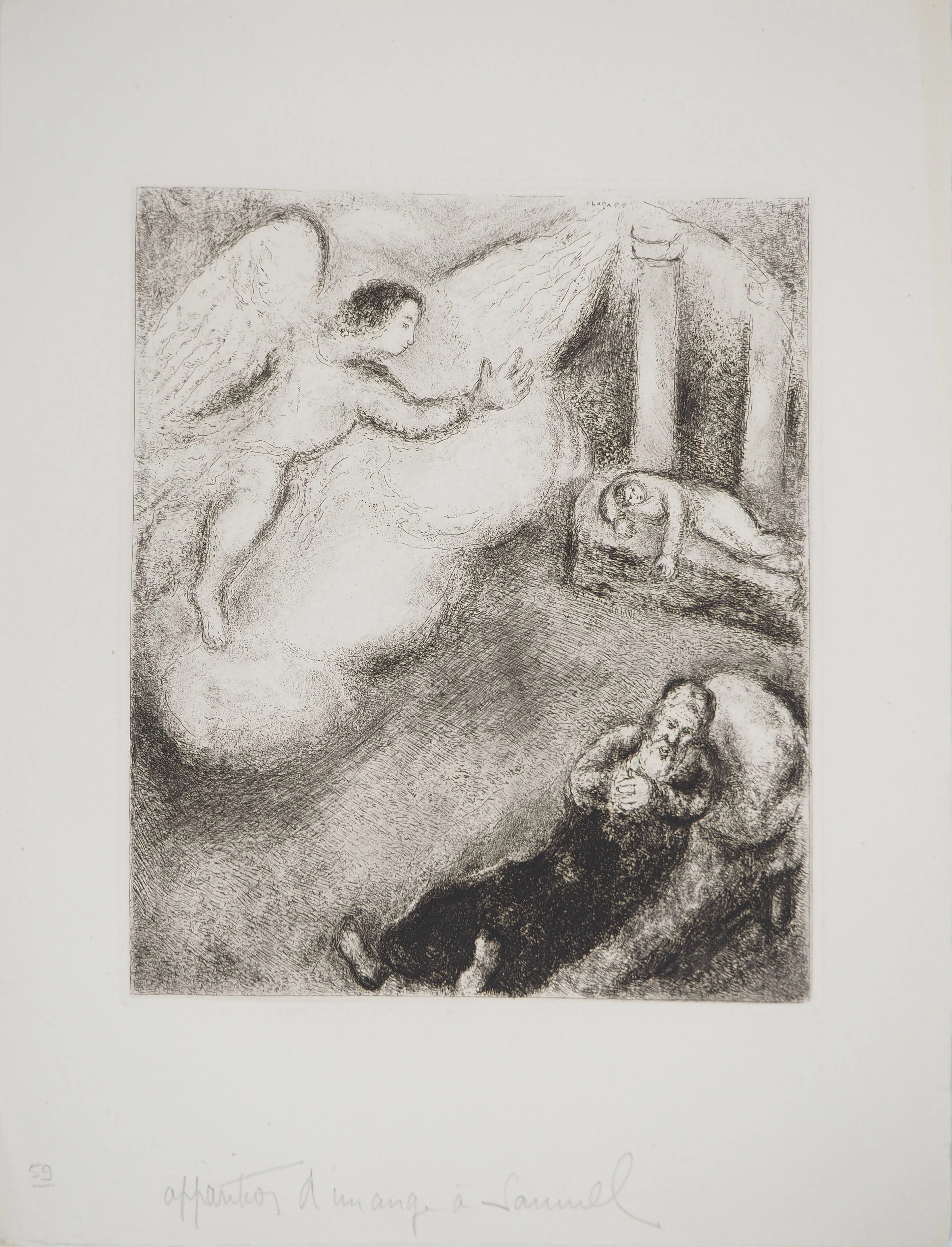 Marc CHAGALL : Samuel appelé par Dieu, Gravure originale signée