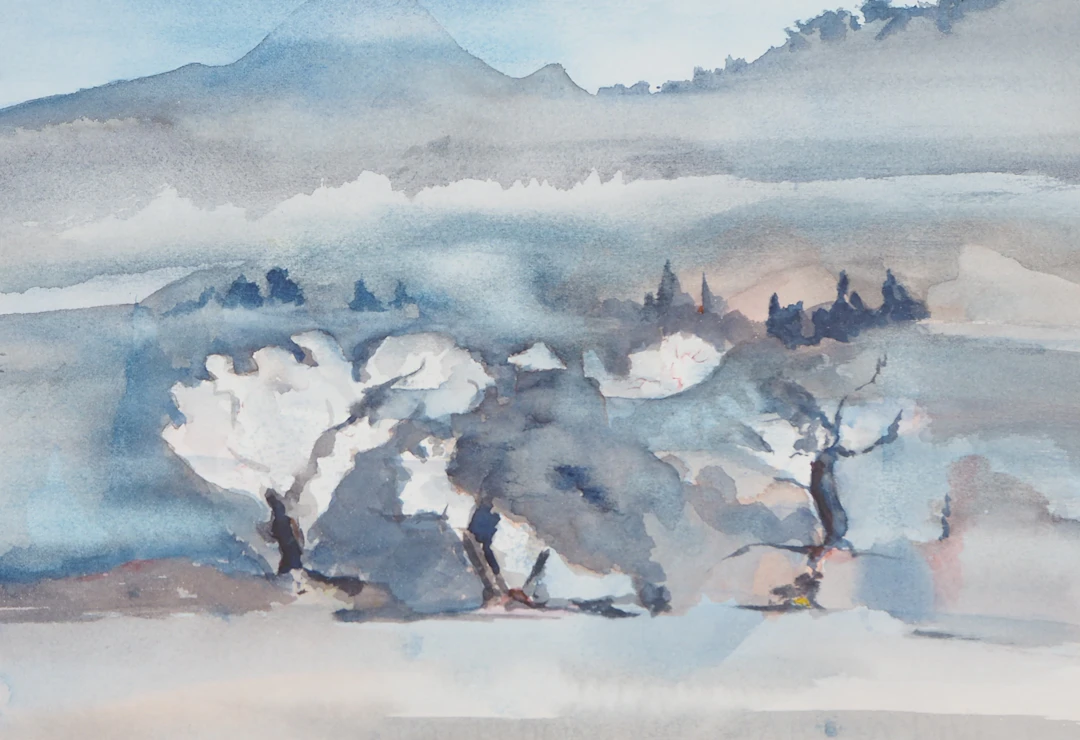 Lily MASSON : Forêt surréaliste, 1979 - Aquarelle originale signée