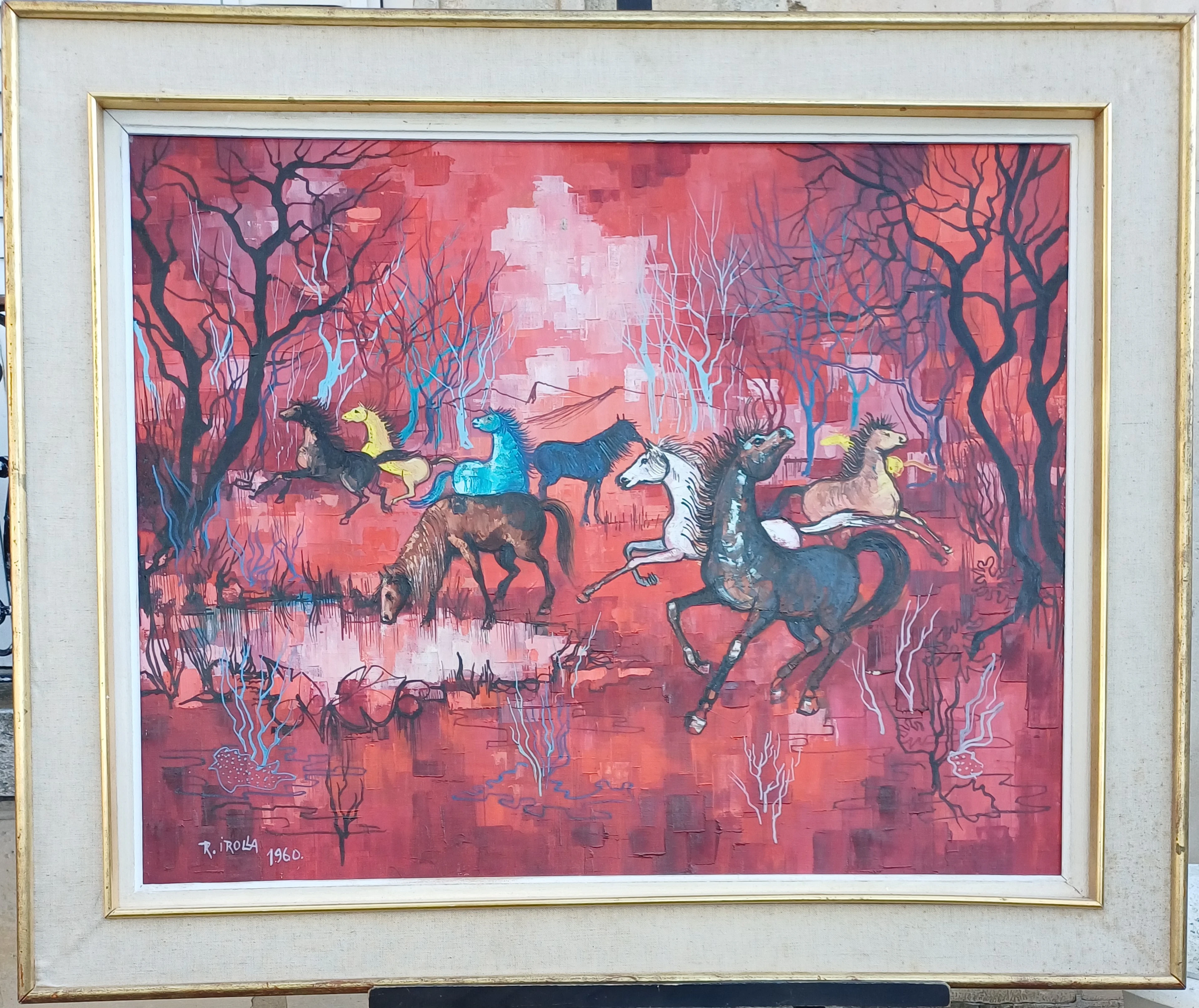 Roland IROLLA - Chevaux sauvages, 1960 - Huile sur toile