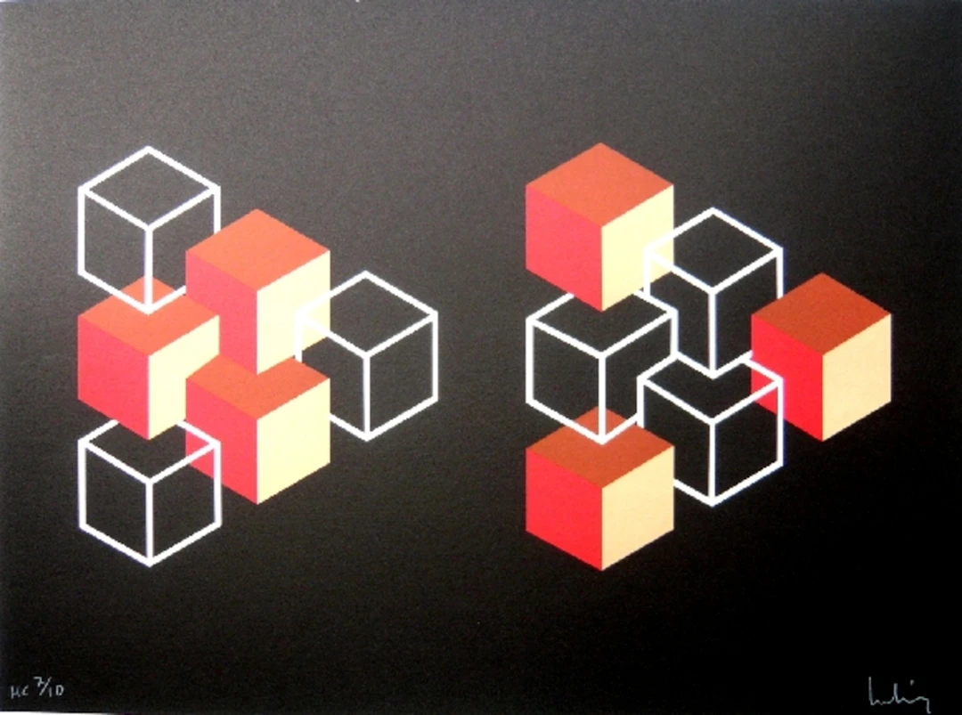 Josep MOLINS - Falsaciones del triangulo de Penrose 5, Lithographie signée 2003