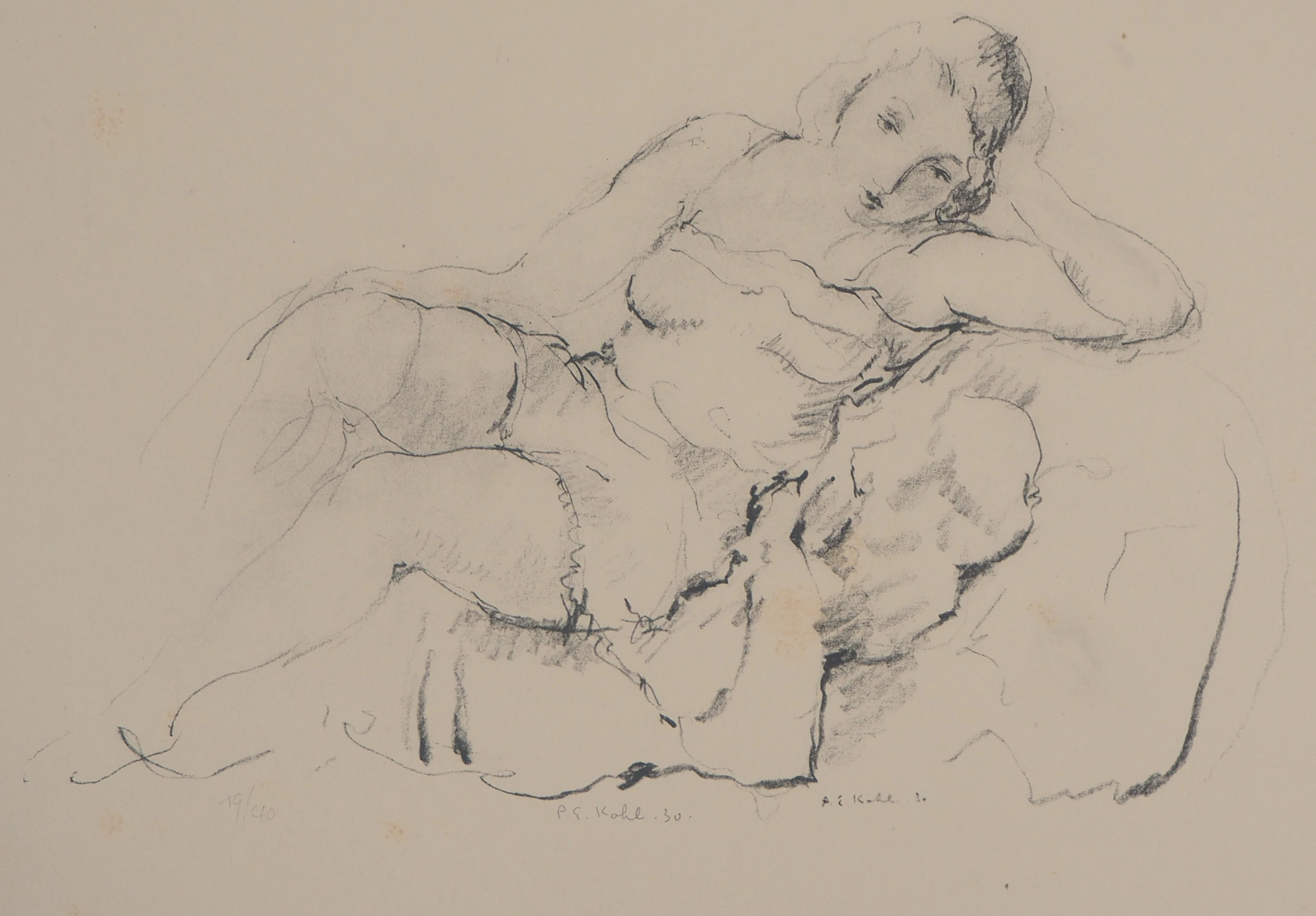Pierre-Ernest KOHL - Modèle sur un sofa - Lithographie originale signée