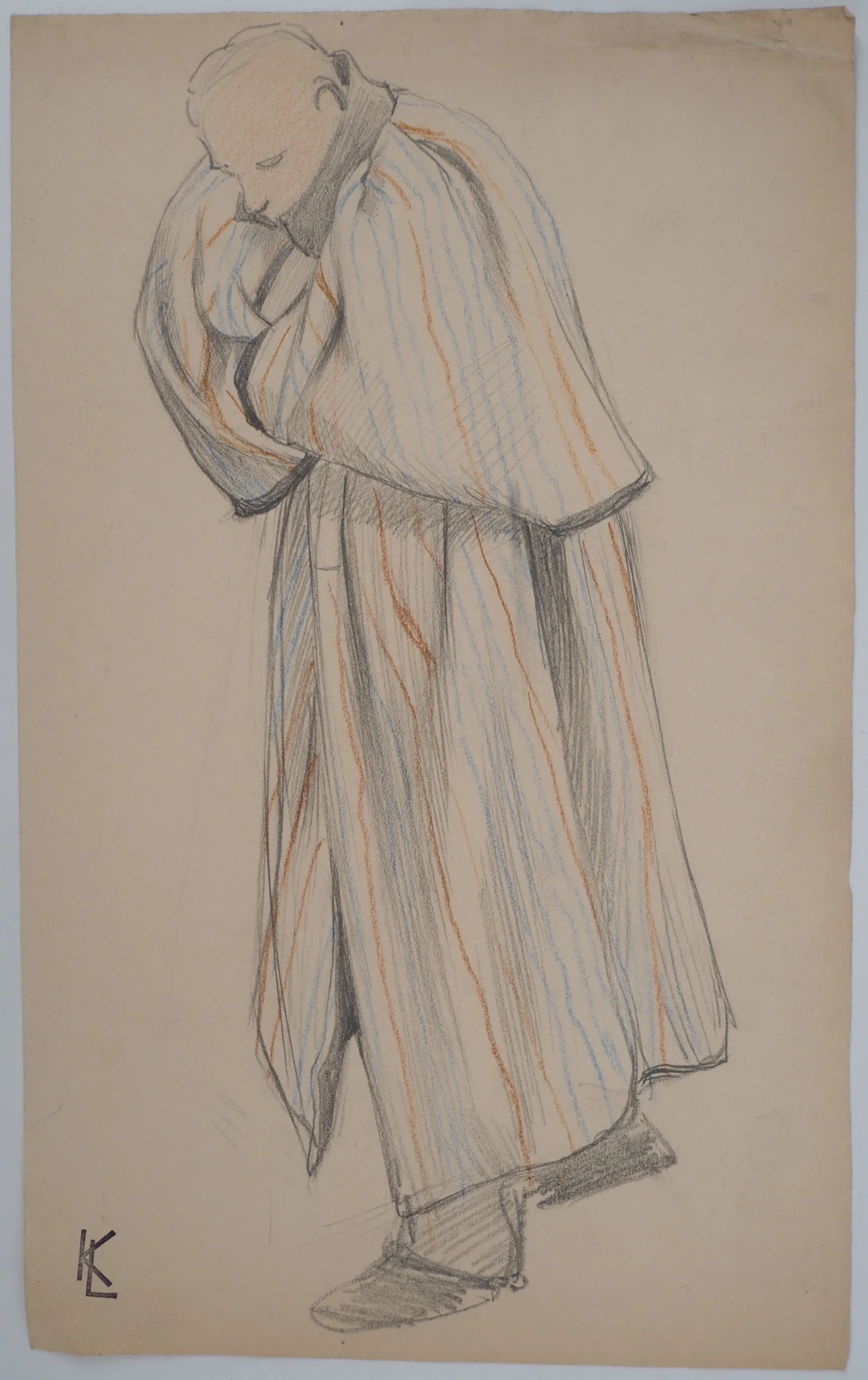 Léopold Franz KOWALSKI: Homme en peignoir, dessin original