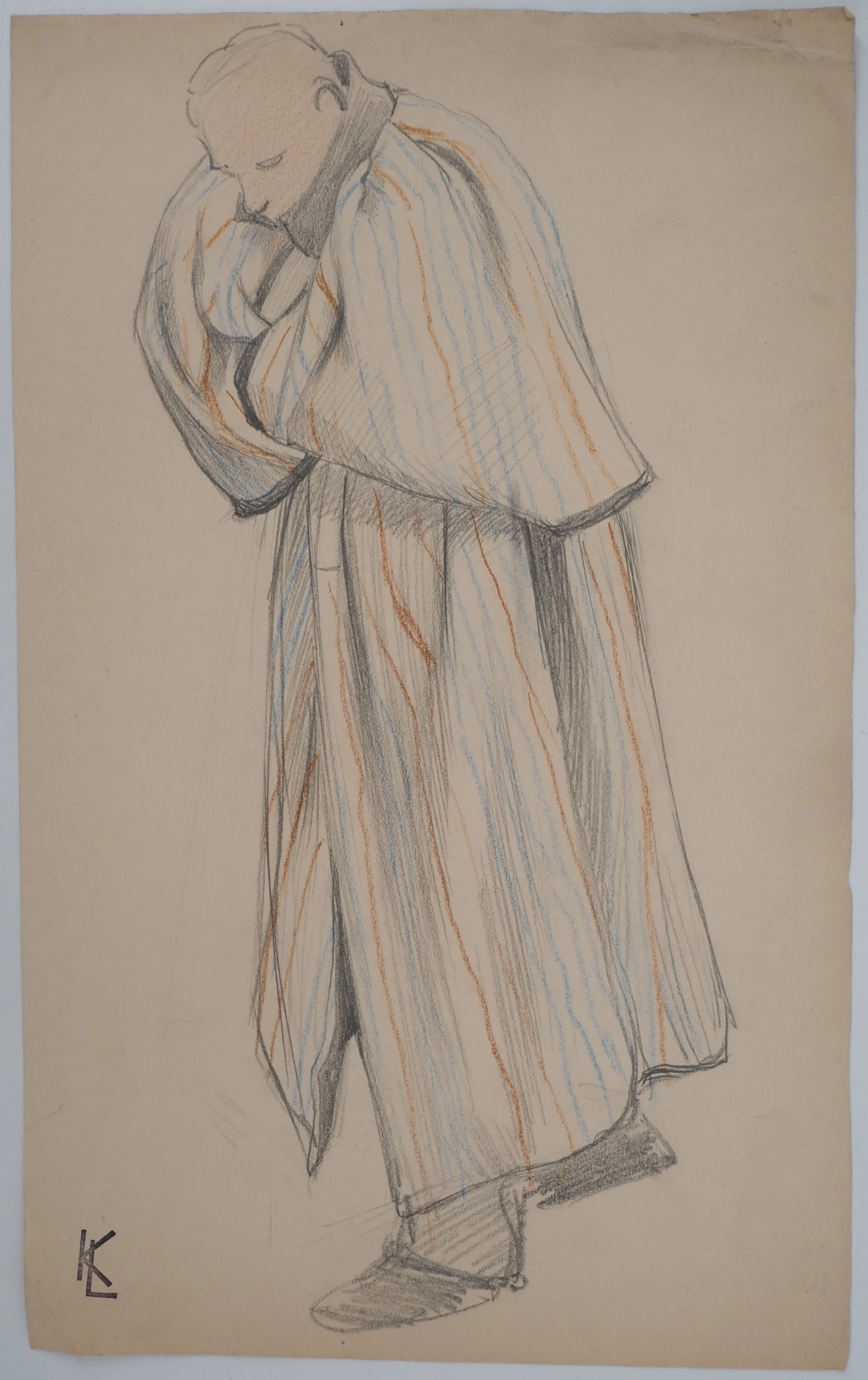 Léopold Franz KOWALSKI: Homme en peignoir, dessin original