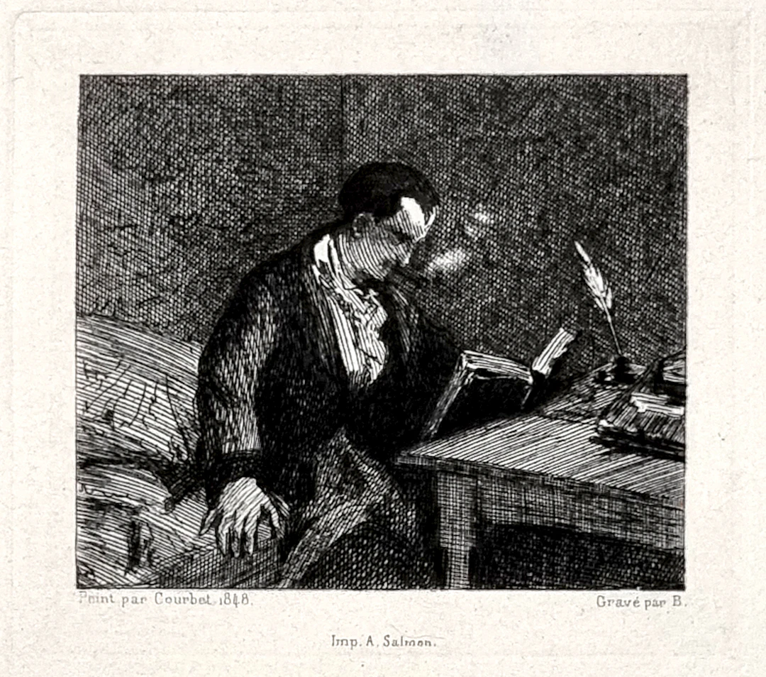 Felix Bracquemond (d’après Courbet), Baudelaire lisant, gravure, vers 1935