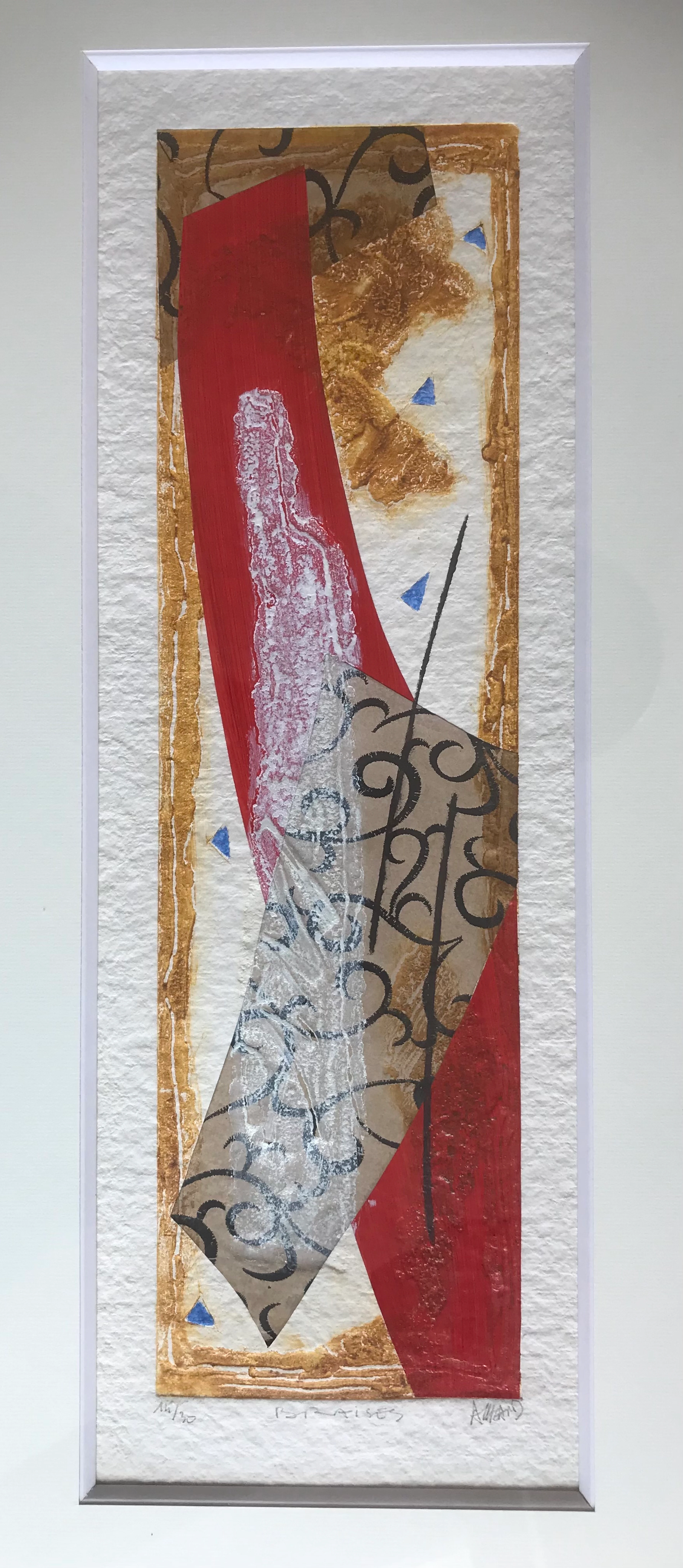 Bernard ALLIGAND - Braises,2002 - Gravure au carborundum et collage signé