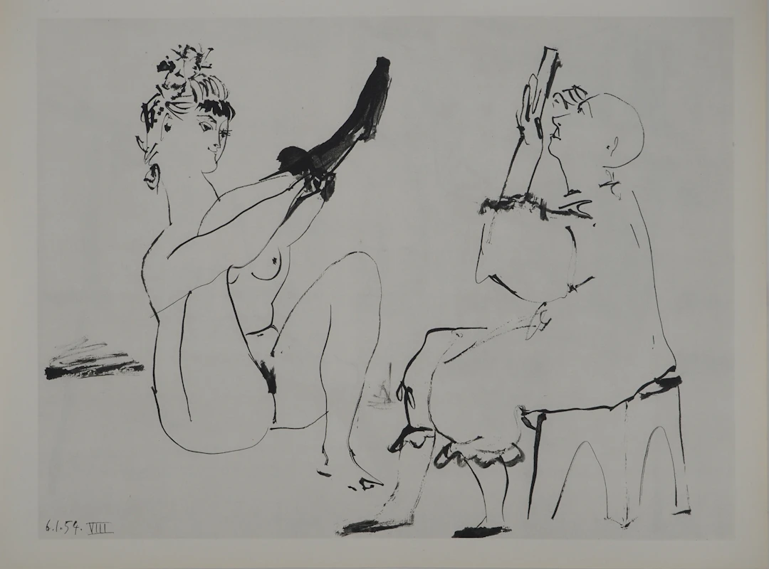 Pablo PICASSO : Comédie Humaine, L'habillage avant le spectacle, Héliogravure