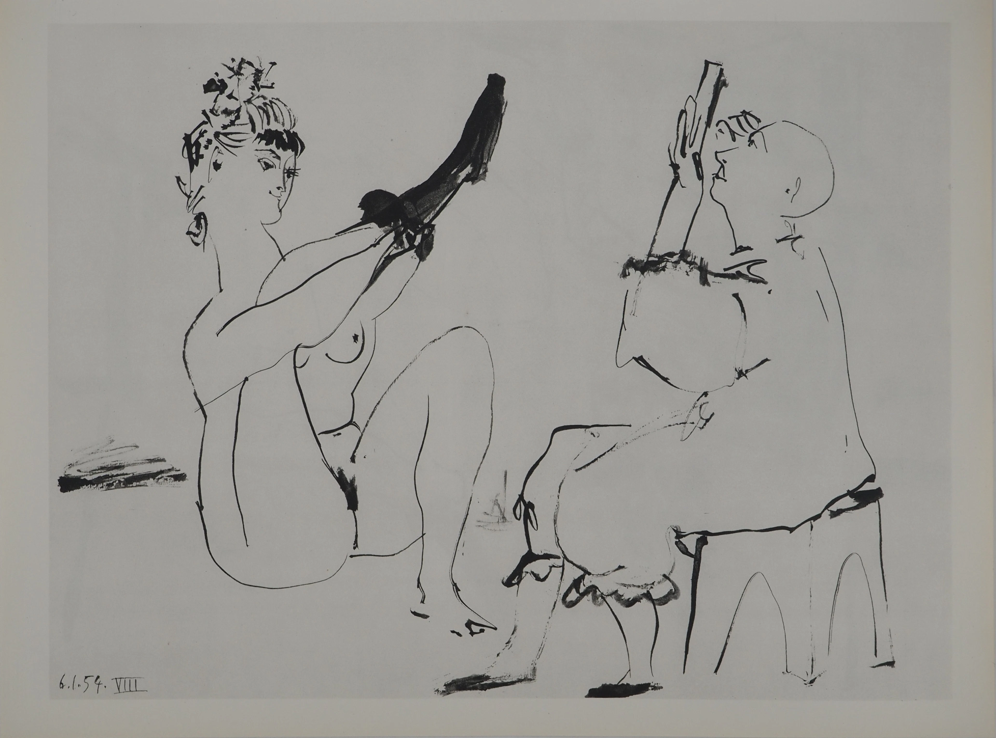 Pablo PICASSO : Comédie Humaine, L'habillage avant le spectacle, Héliogravure