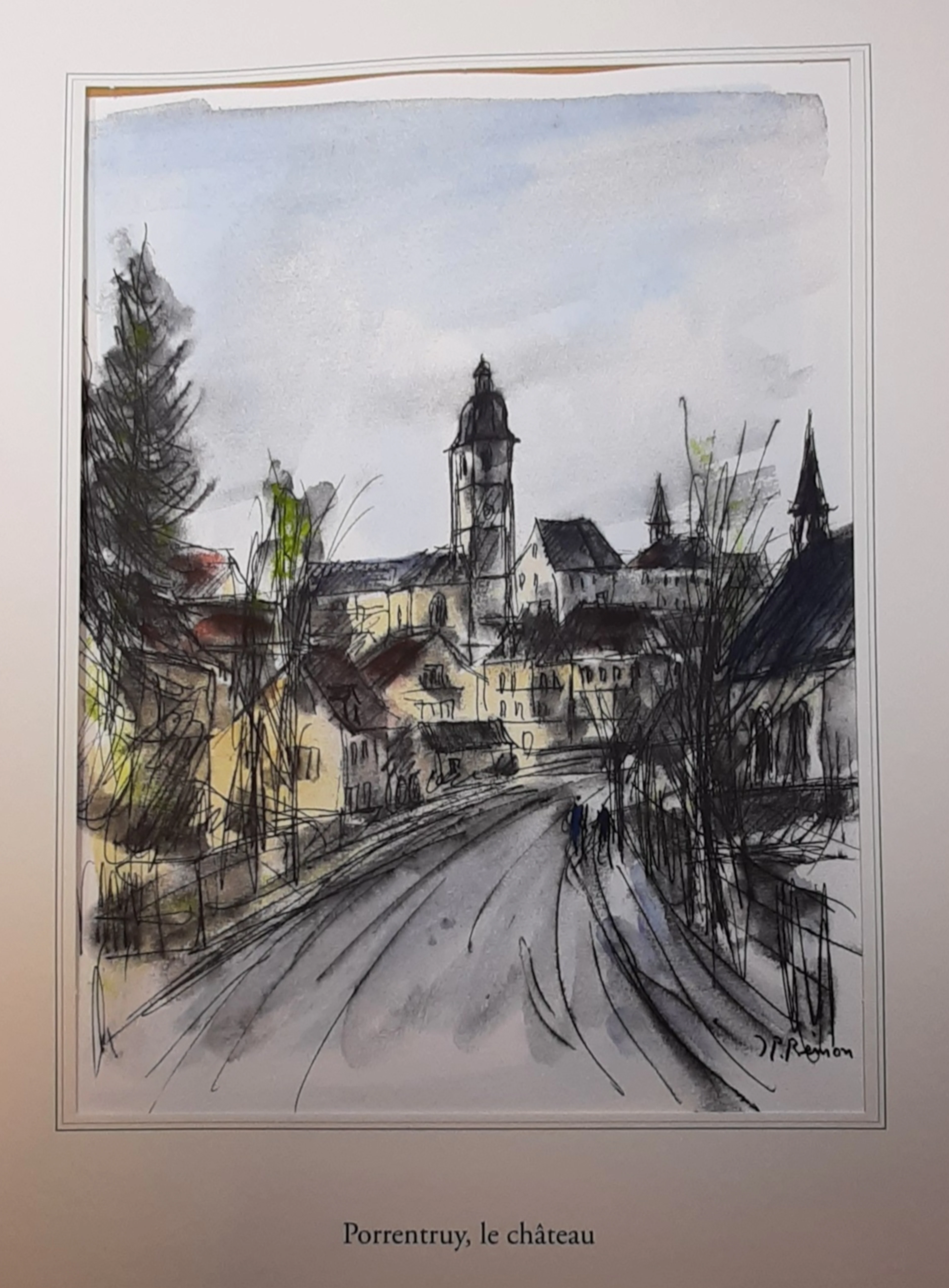 Jean Pierre REMON - Porrentruy, le château, 2011 - Aquarelle signée