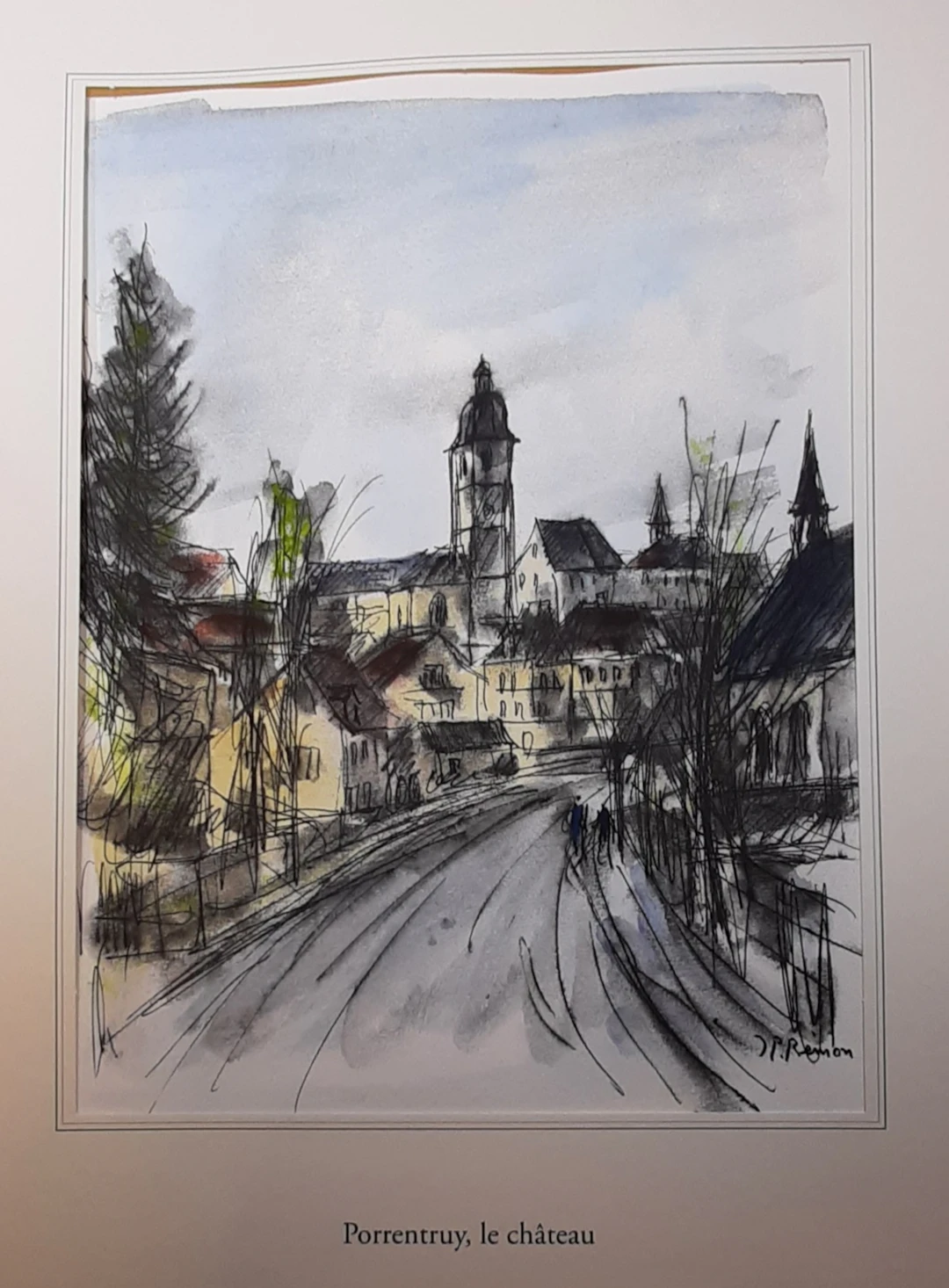Jean Pierre REMON - Porrentruy, le château, 2011 - Aquarelle signée