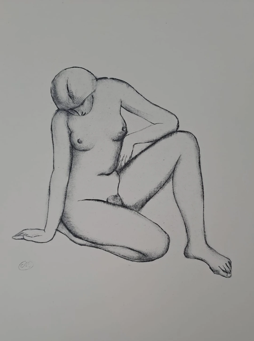 Aristide Maillol (d’après) - Femme nue assise - Lithographie offset monogrammée