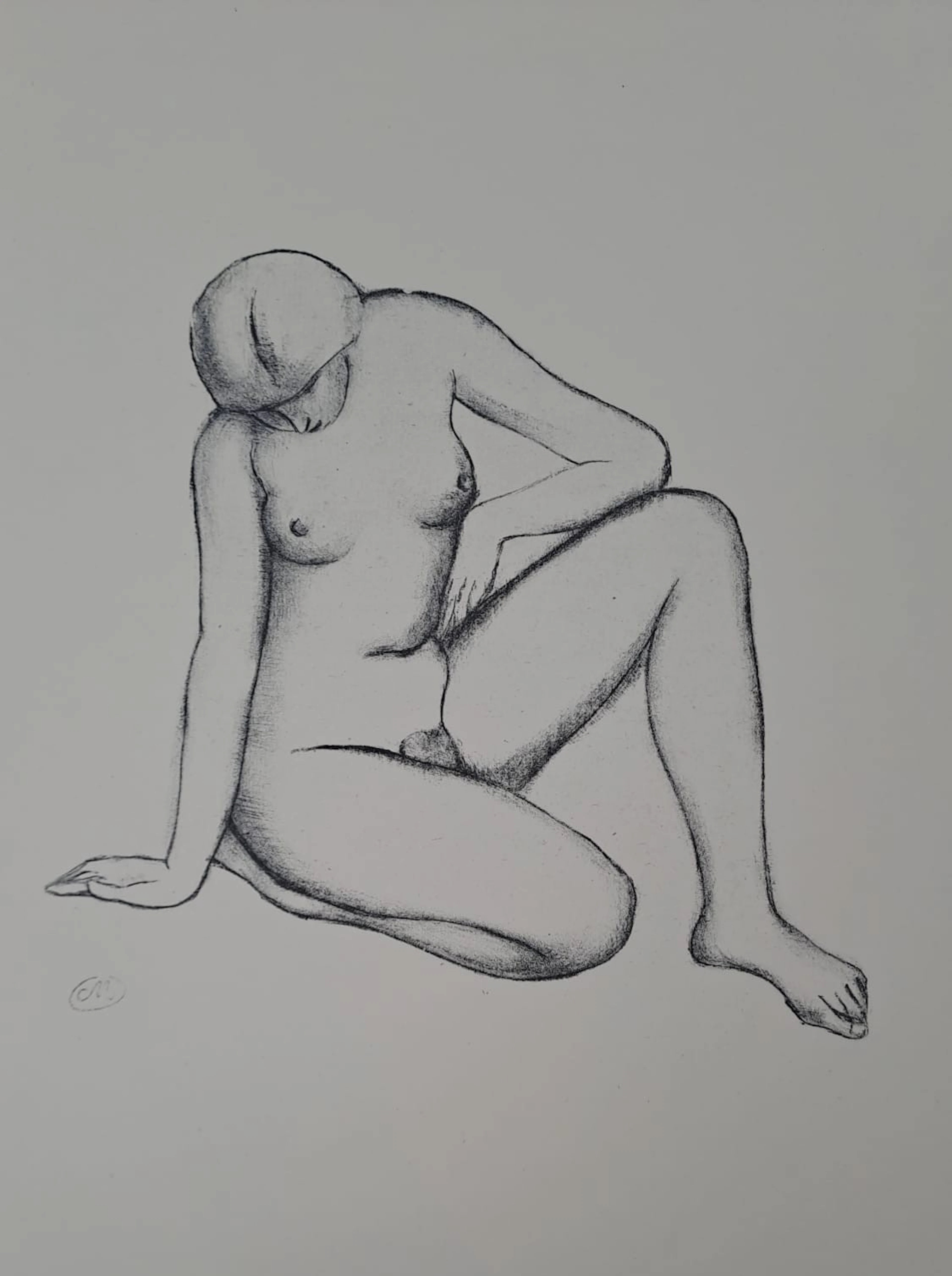 Aristide Maillol (d’après) - Femme nue assise - Lithographie offset monogrammée