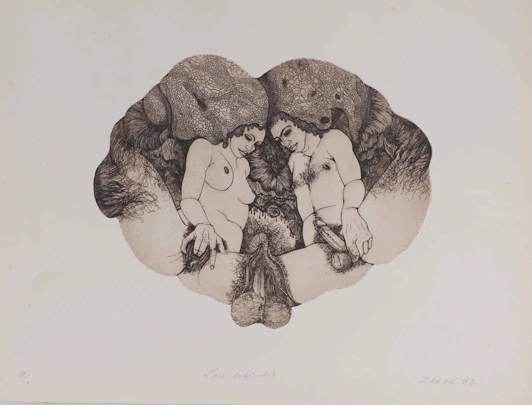Gerard DARAN - Psychanalyse, Adam et Eve, 1973 - Gravure originale signée