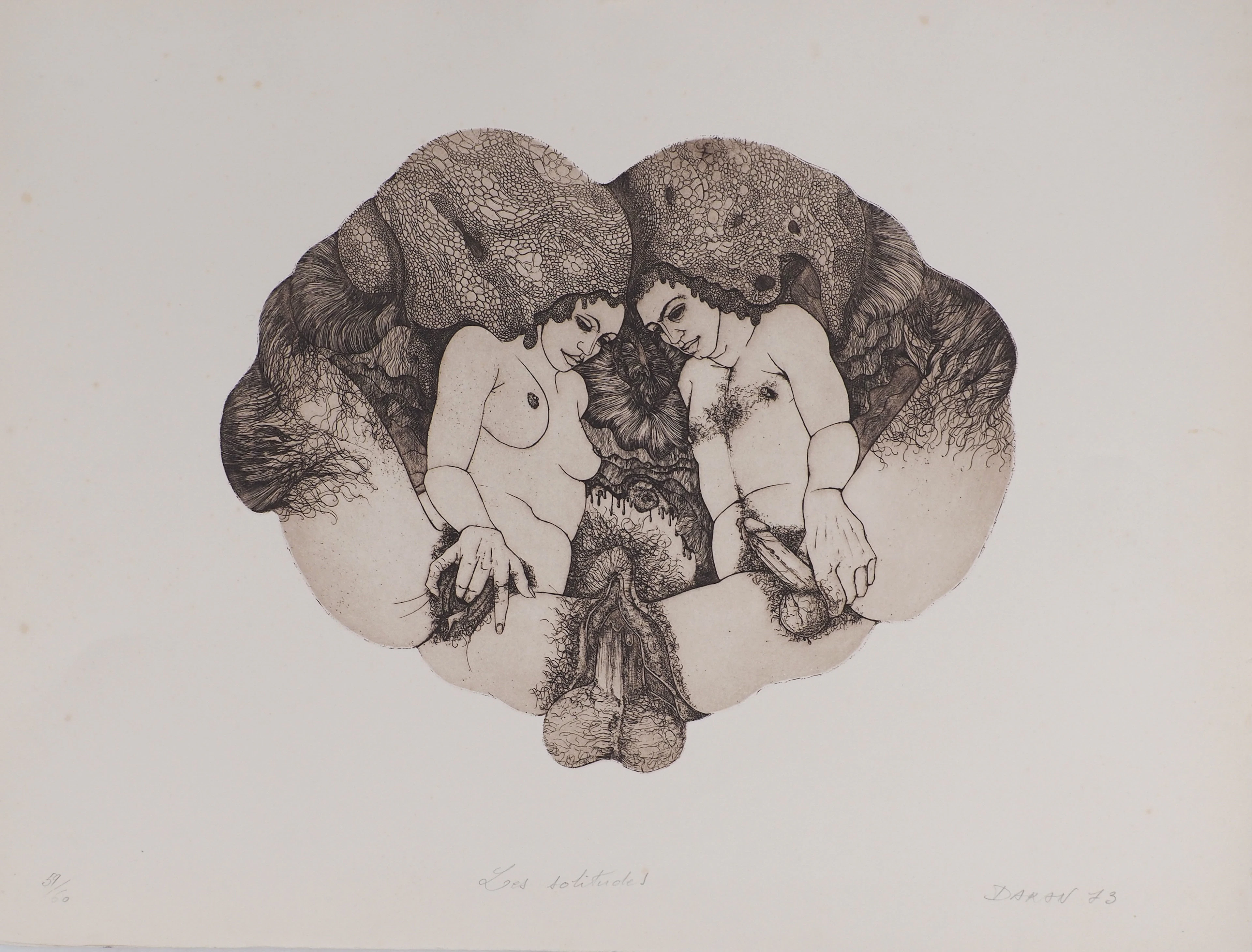 Gerard DARAN - Psychanalyse, Adam et Eve, 1973 - Gravure originale signée