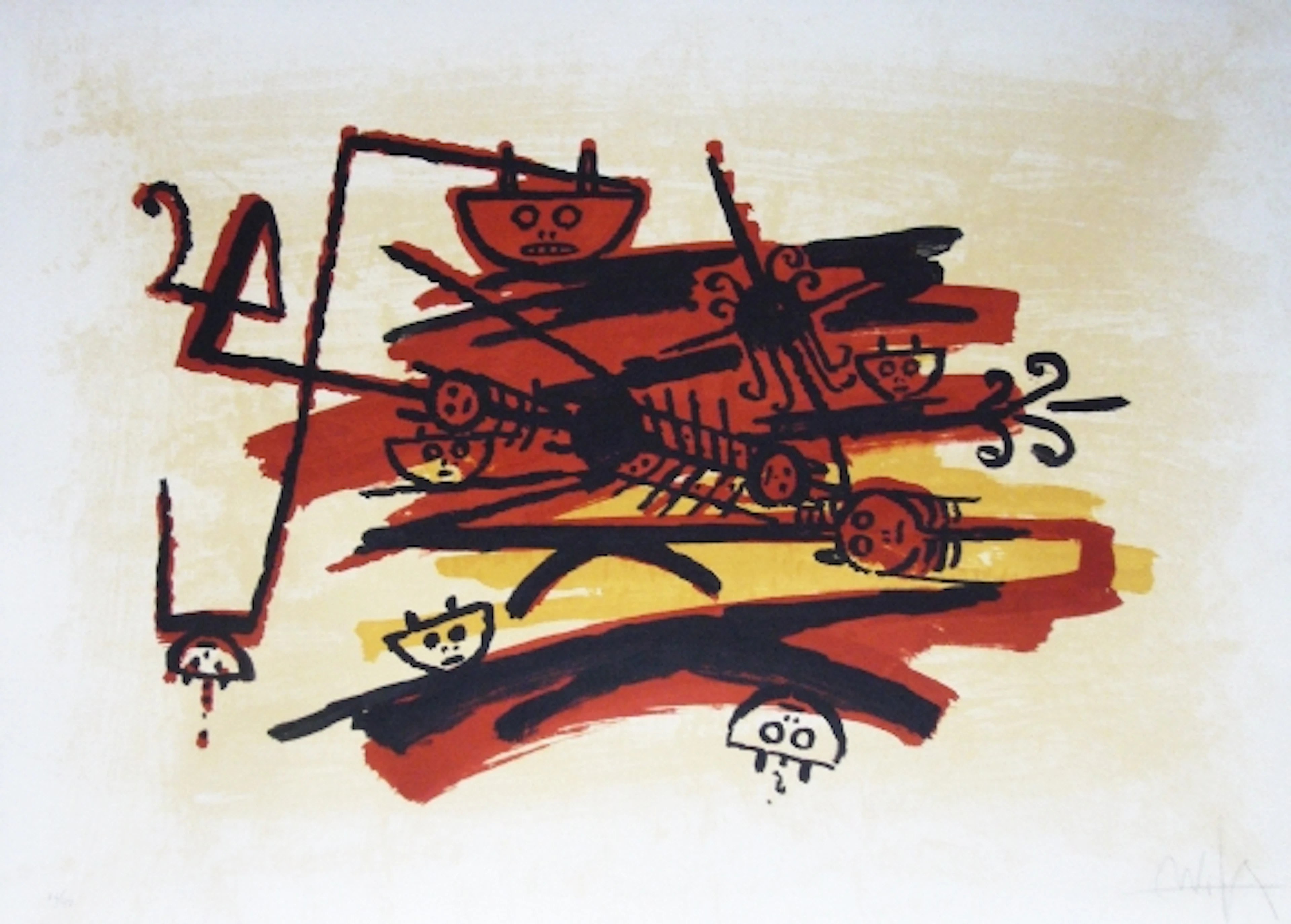 Wifredo LAM - El ultimo viaje del buque fantasma - 4, lithographie originale