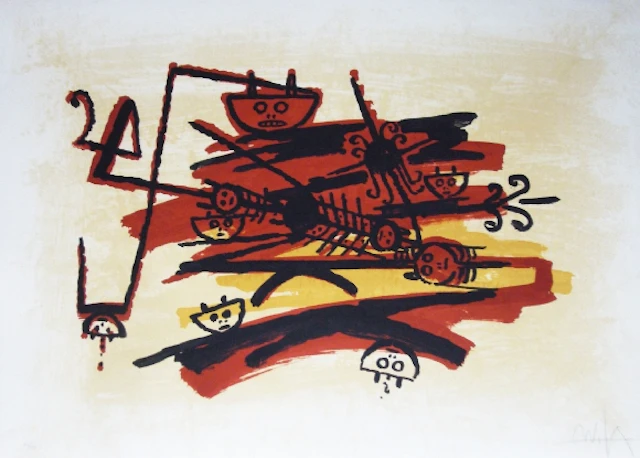 Wifredo LAM - El ultimo viaje del buque fantasma - 4, lithographie originale