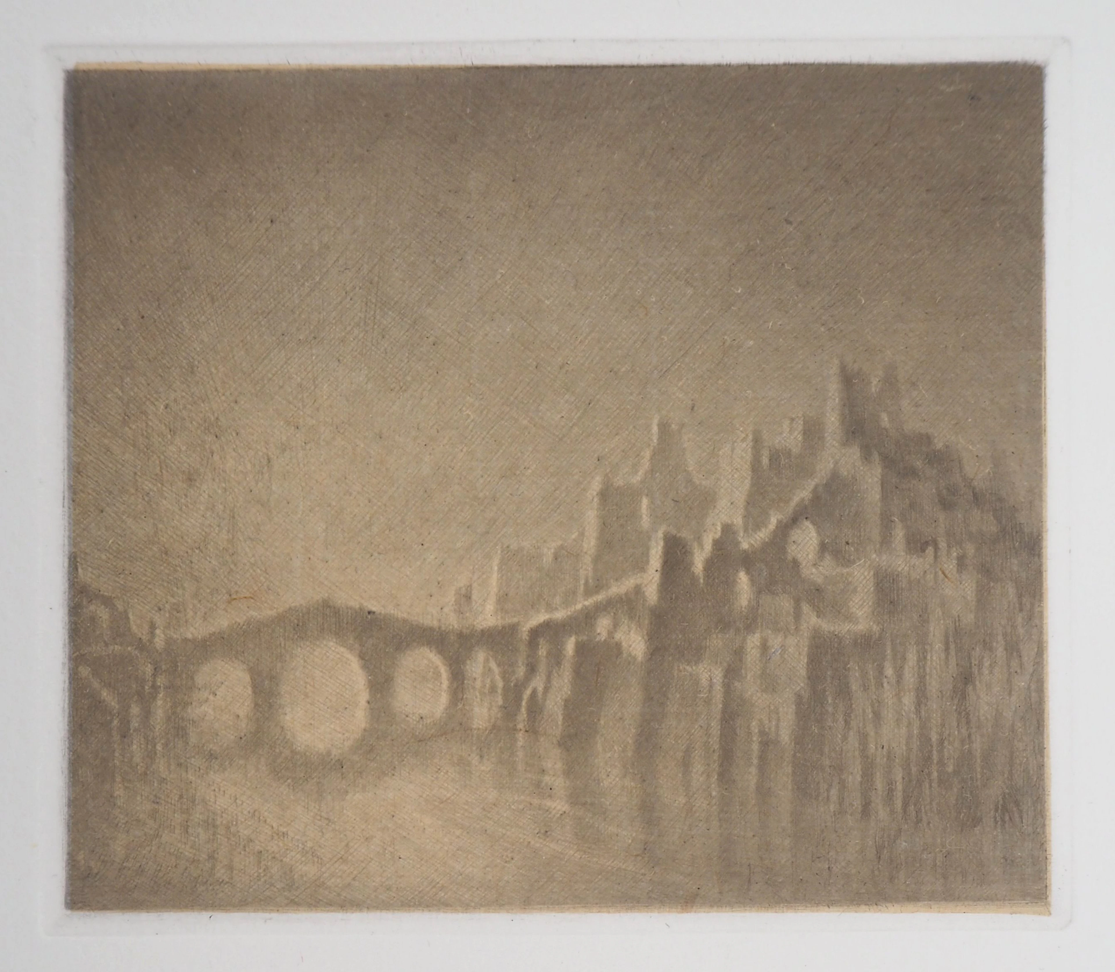 Jean Michel MATHIEUX-MARIE: Ville de ruines - Gravure originale signée
