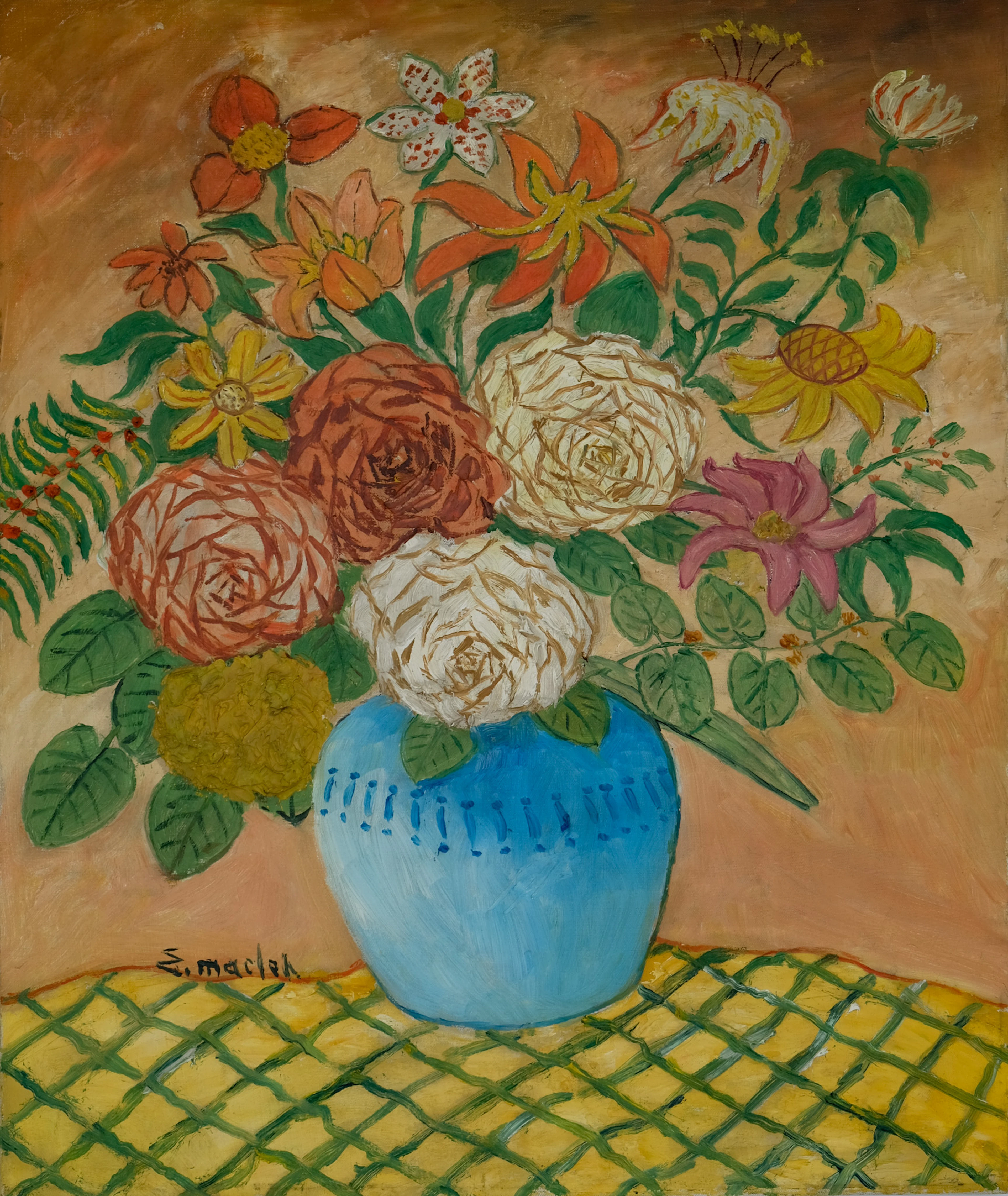 Elisée MACLET : Bouquet de fleurs - Huile sur toile signée
