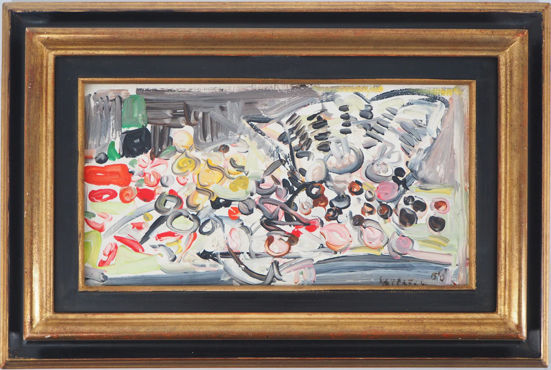 André COTTAVOZ : Panier de fruits - Huile sur panneau Signée