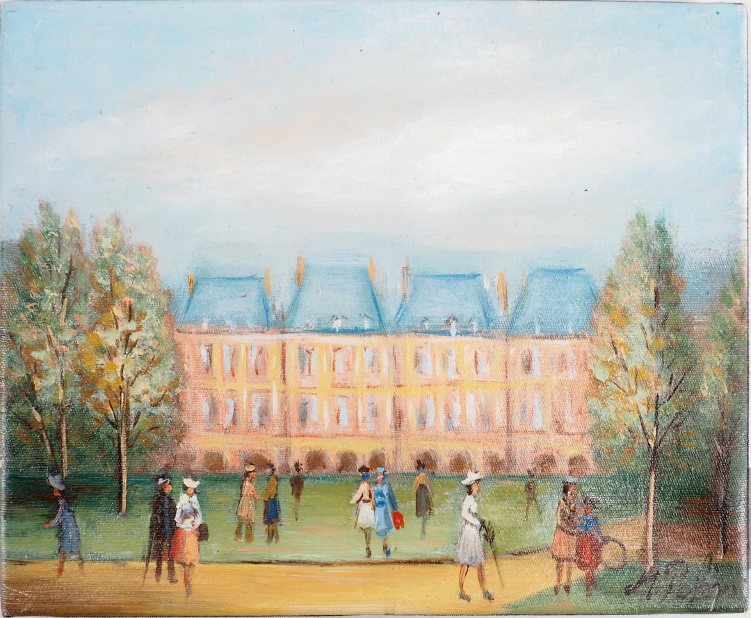 Michel PABOIS - Paris : Place des Vosges - Huile sur toile originale signée