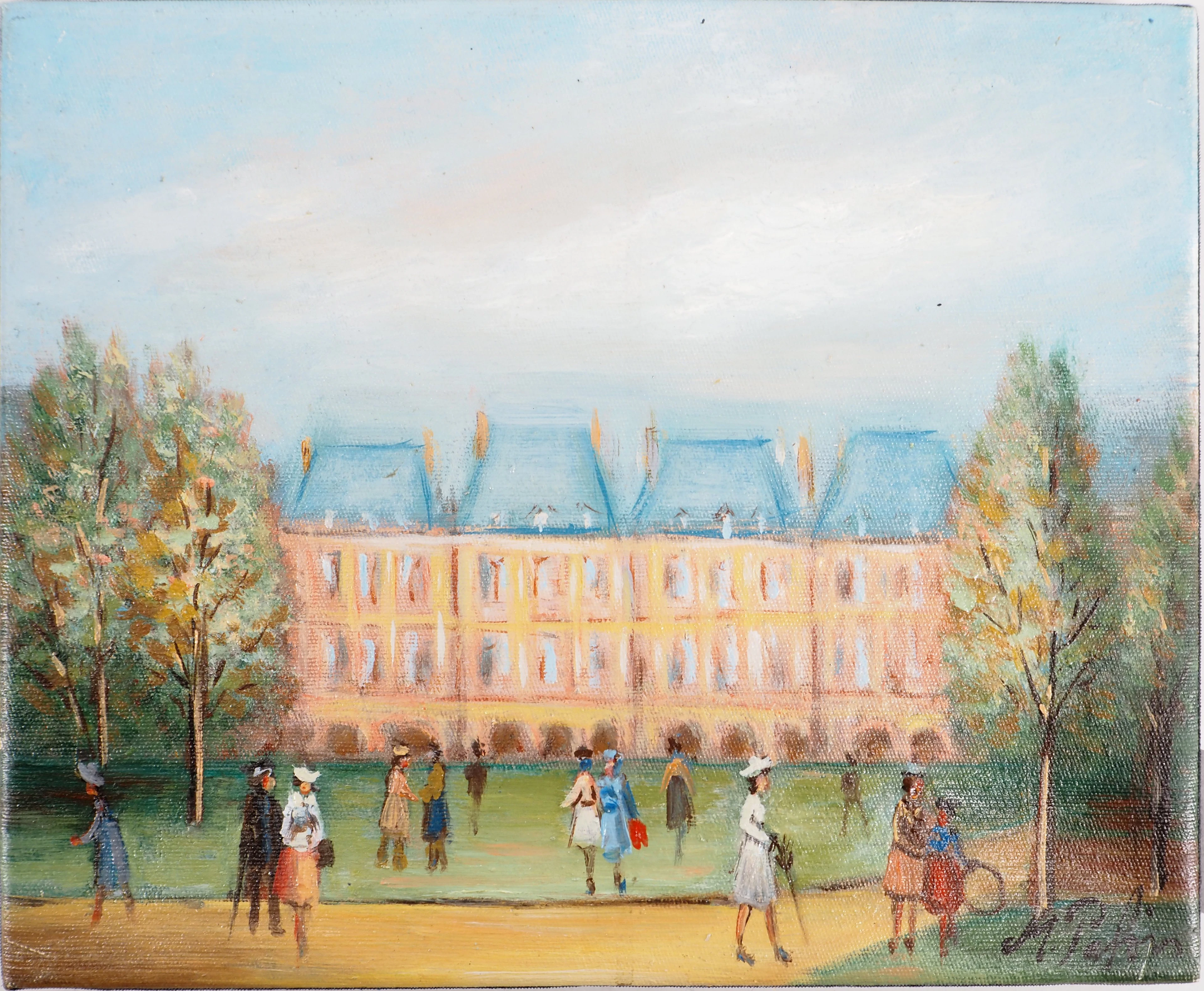 Michel PABOIS - Paris : Place des Vosges - Huile sur toile originale signée