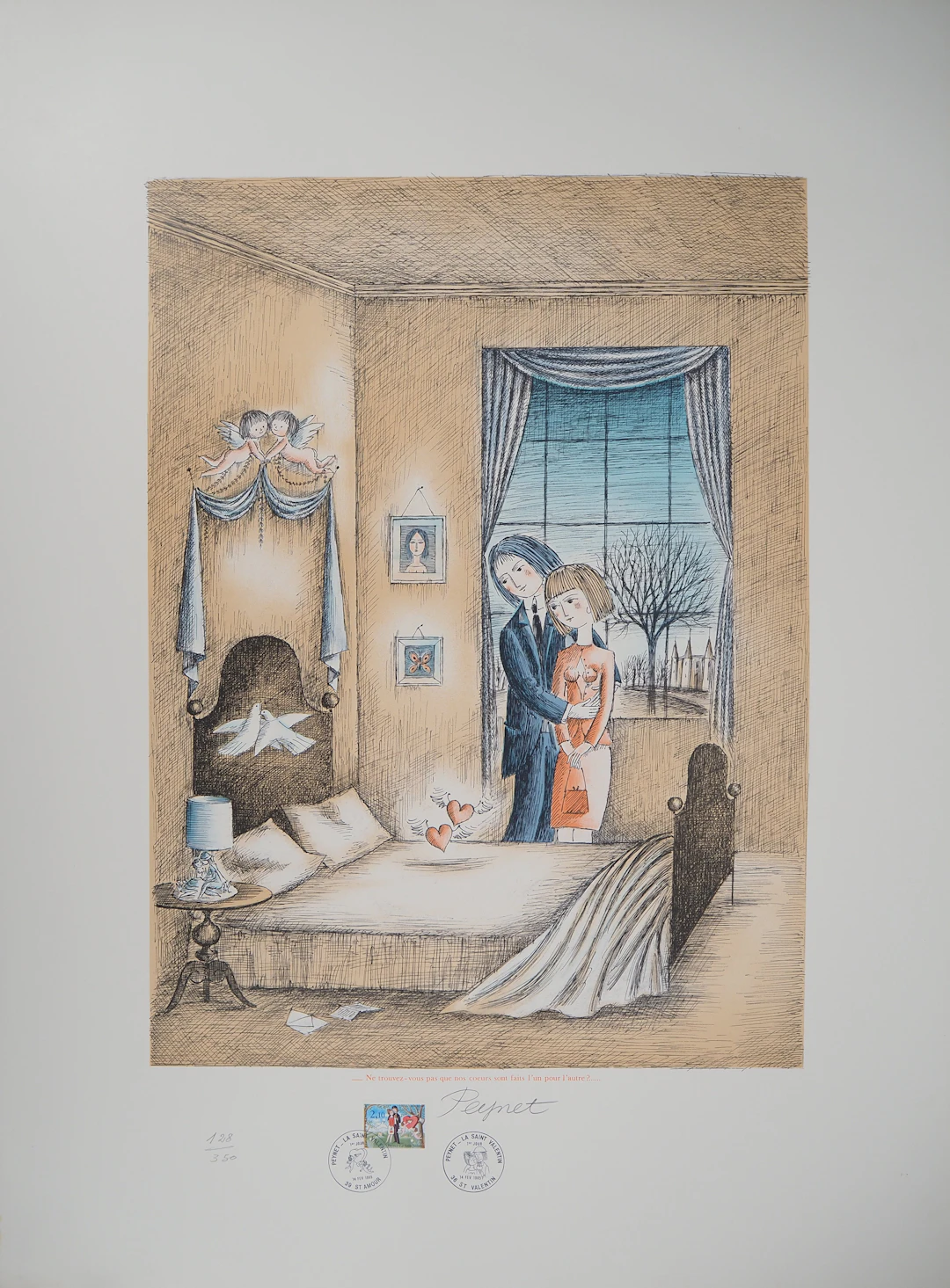 Raymond Peynet - Les amoureux : l’accord des cœurs - Lithographie