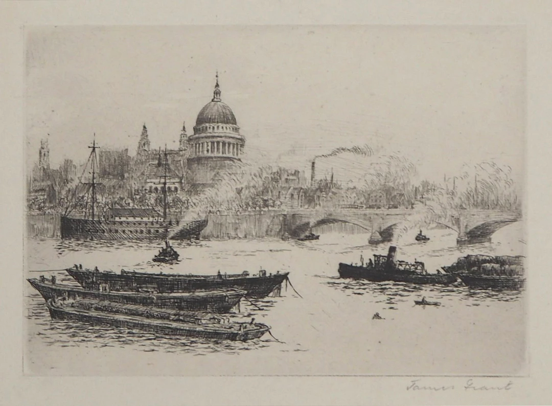 James GRANT : Cathédrale Saint-Paul de Londres - Gravure originale signée