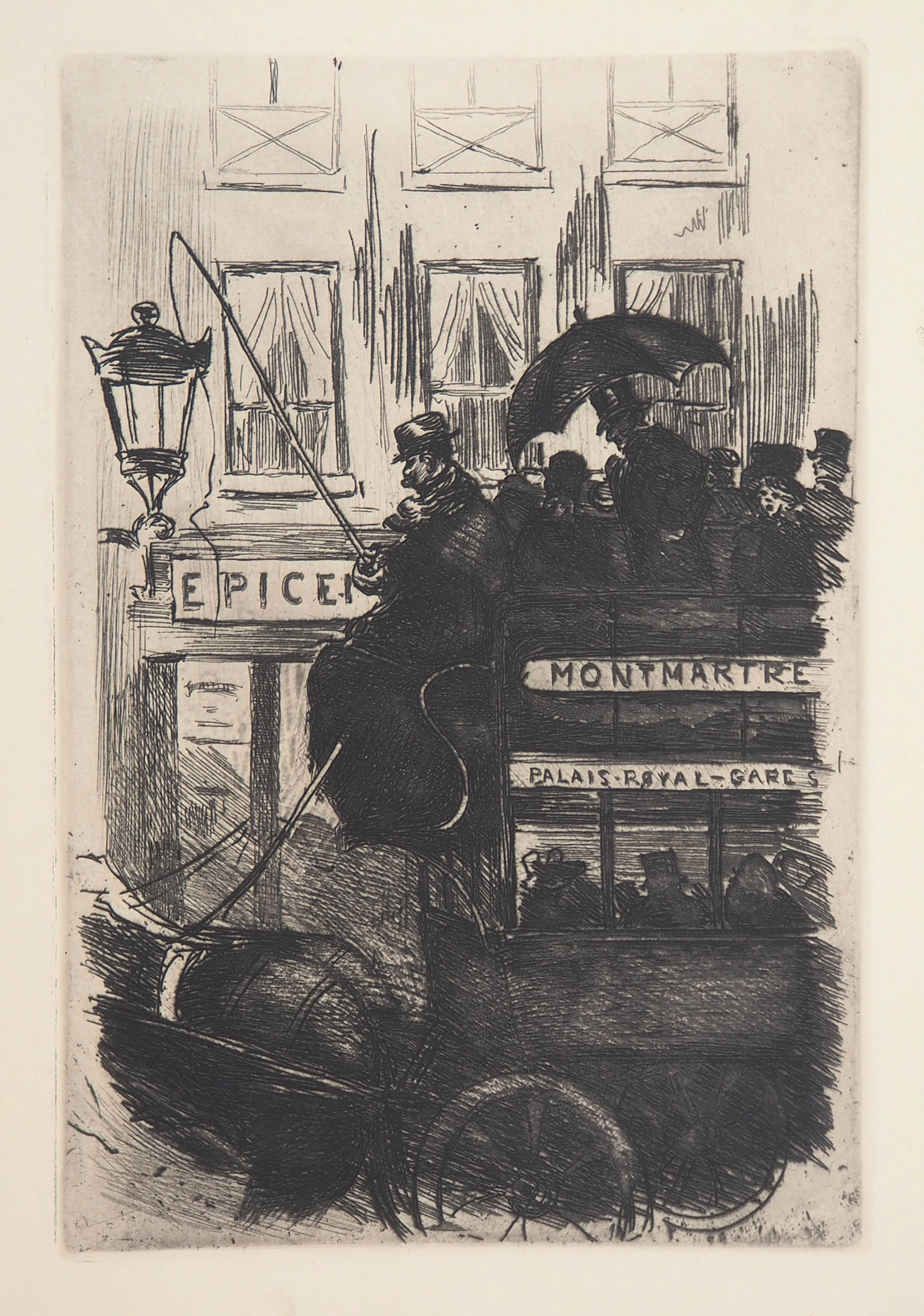 Henri BOUTET : Le Cocher d’omnibus à Montmartre - Gravure originale