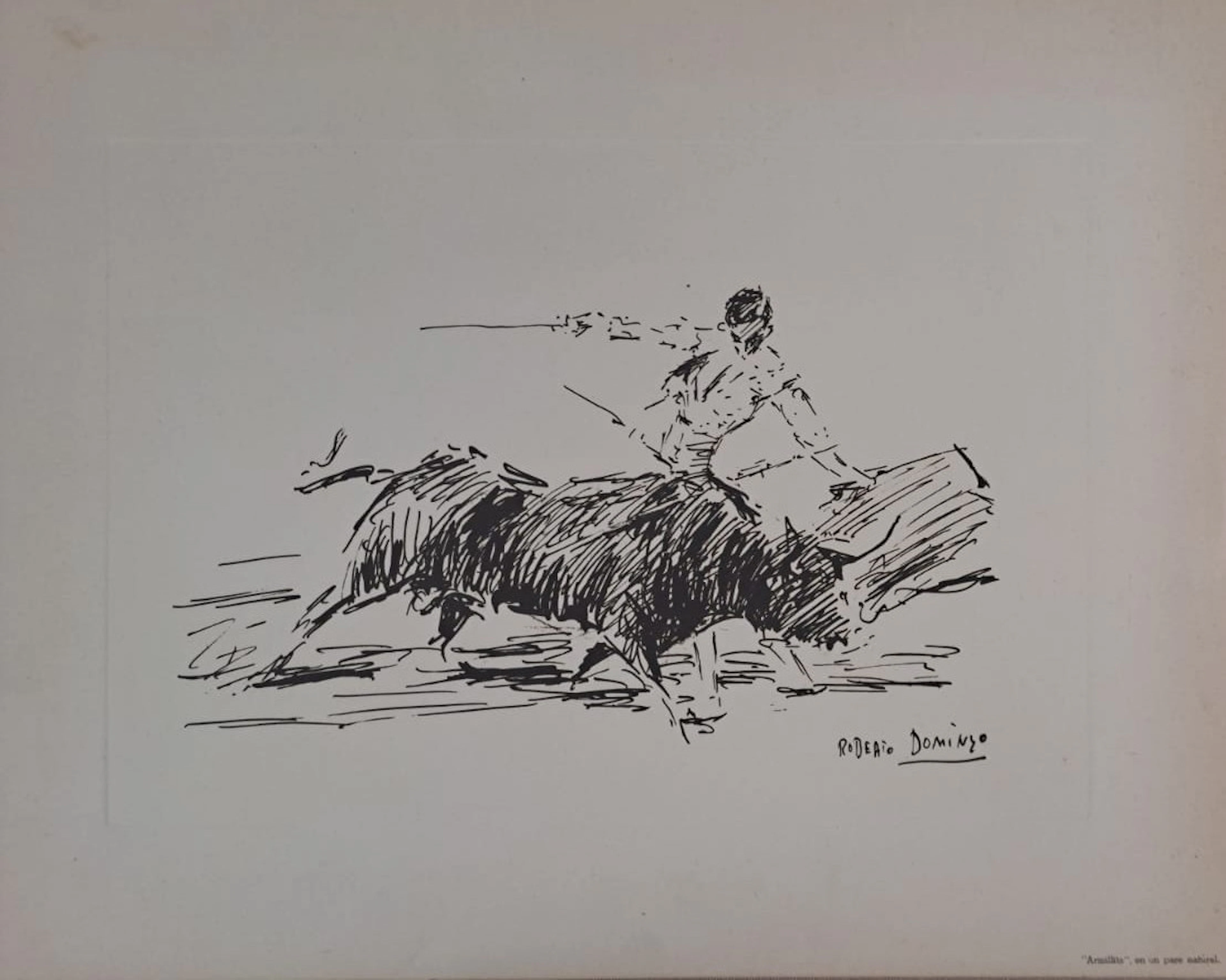 Roberto Domingo y Fallola - Armillita, en un pase natural - Gravure signée