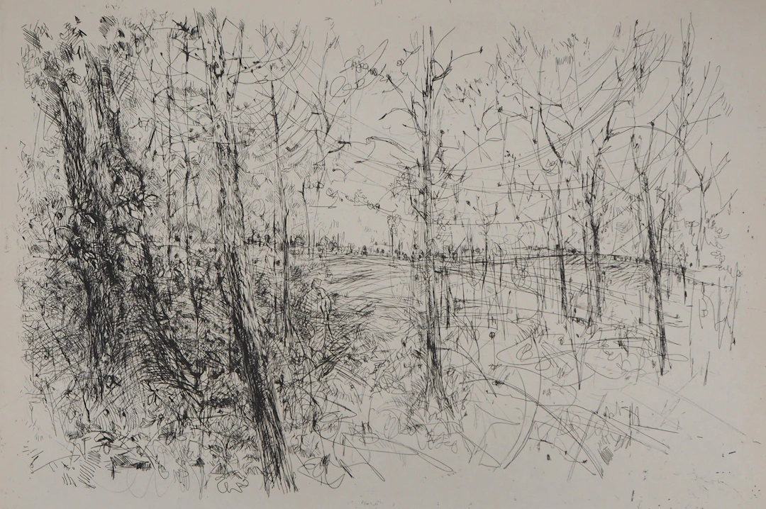 Jean COMMERE : Balade dans le bois - Gravure originale signée au crayon