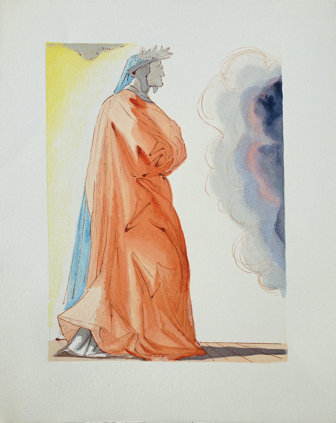 Salvador DALI : Dante à l’entrée du paradis, Bois gravé original