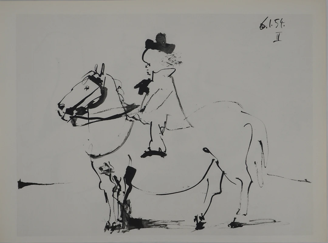 Pablo PICASSO : Comédie Humaine, Le petit cavalier au chapeau, Héliogravure