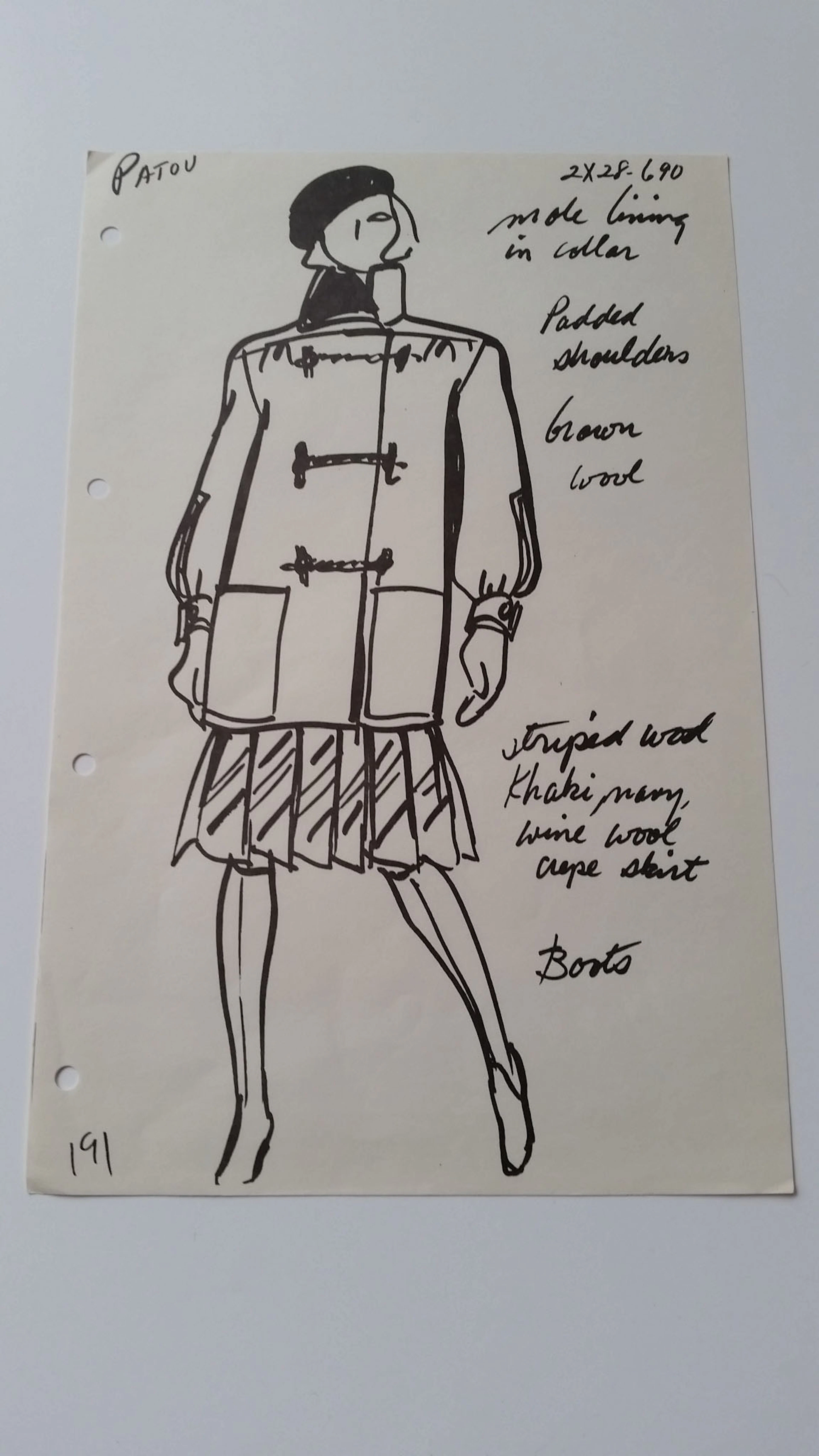 Jean Patou - Croquis veste et jupe