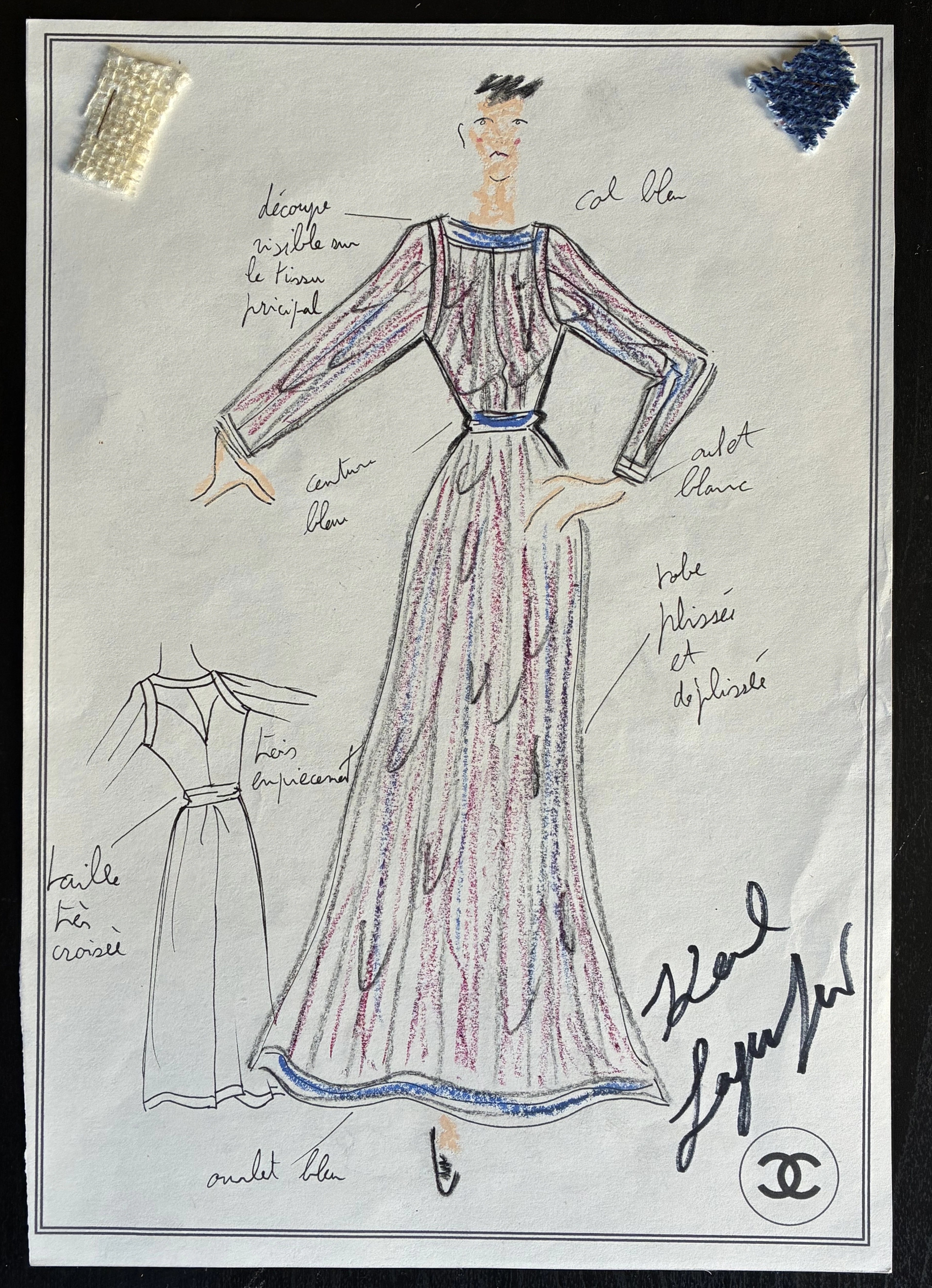 Karl LAGERFELD - dessin original haute couture