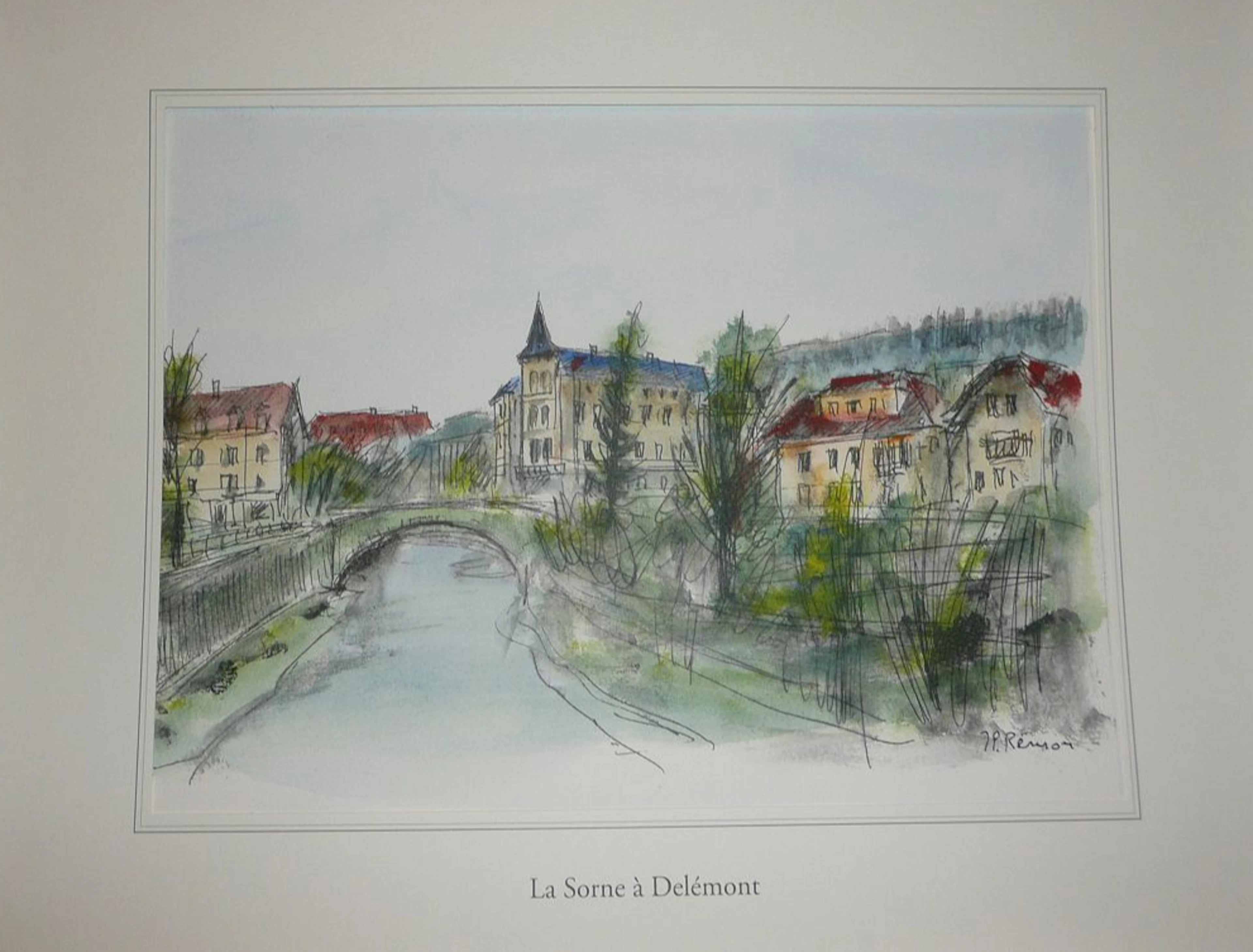 Jean Pierre REMON - La Sorne à Delémont, 2011 - Aquarelle signée