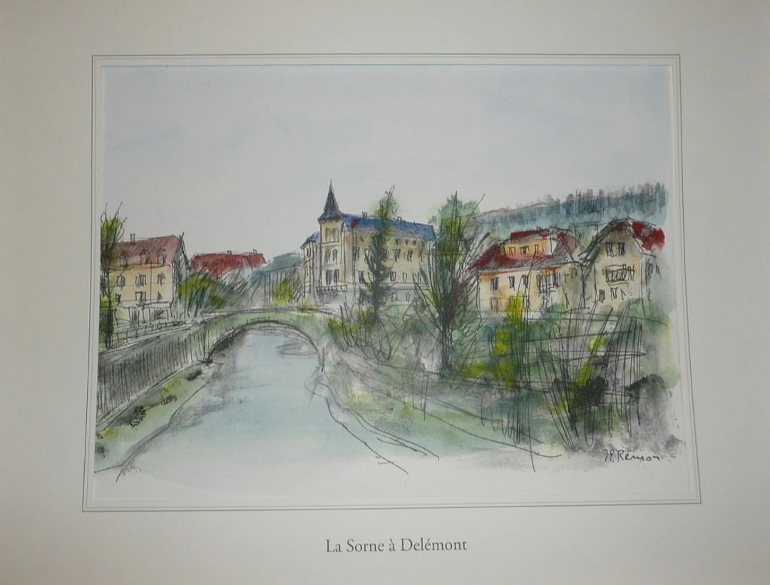 Jean Pierre REMON - La Sorne à Delémont, 2011 - Aquarelle signée