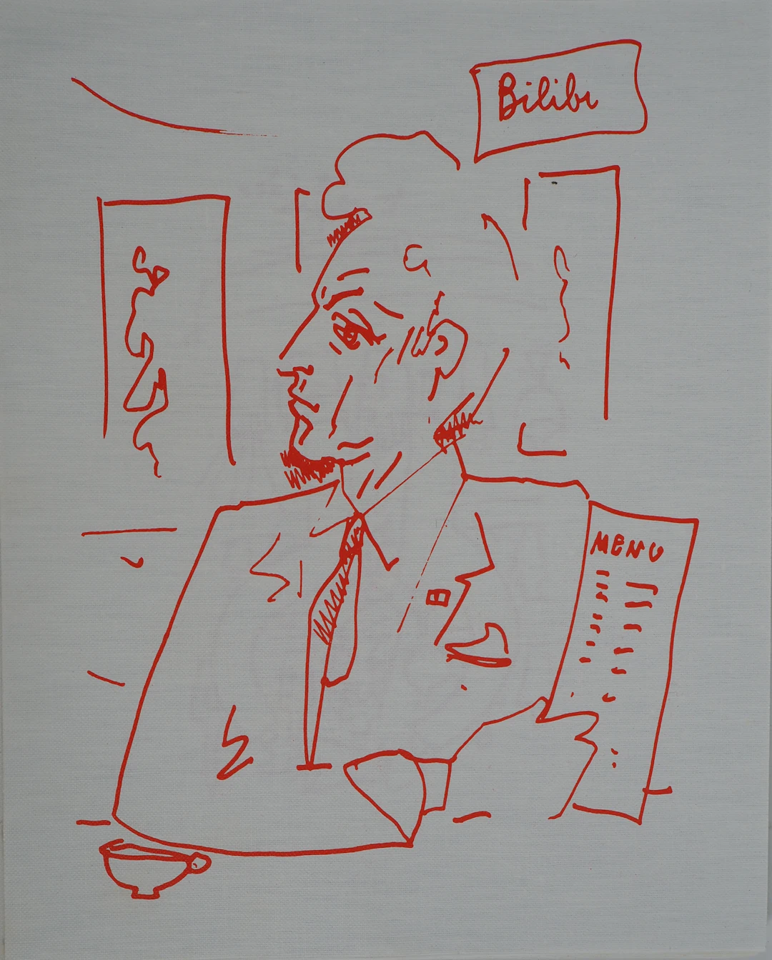 Jean COCTEAU : Autoportrait au Menu, Lithographie originale signée