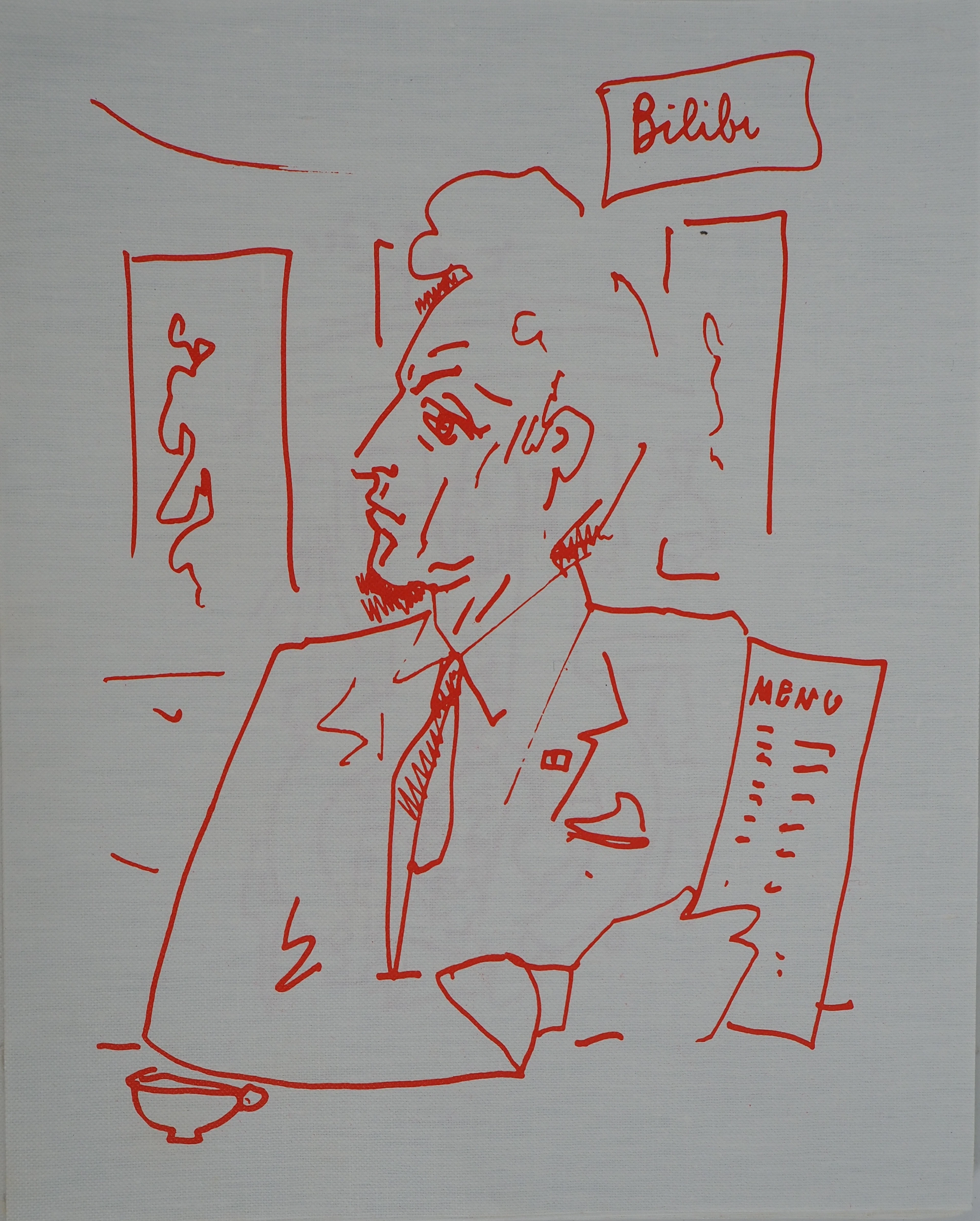 Jean COCTEAU : Autoportrait au Menu, Lithographie originale signée