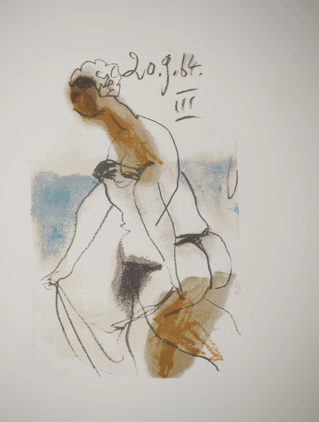 Pablo PICASSO : Le Goût du Bonheur, Jacqueline à la mer, Lithographie