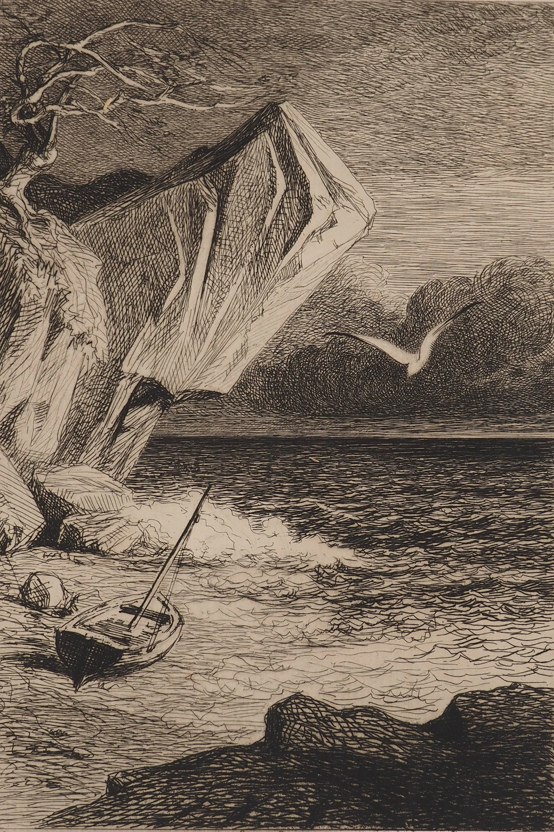 Léon GAUCHEREL : La mer, Gravure originale signée