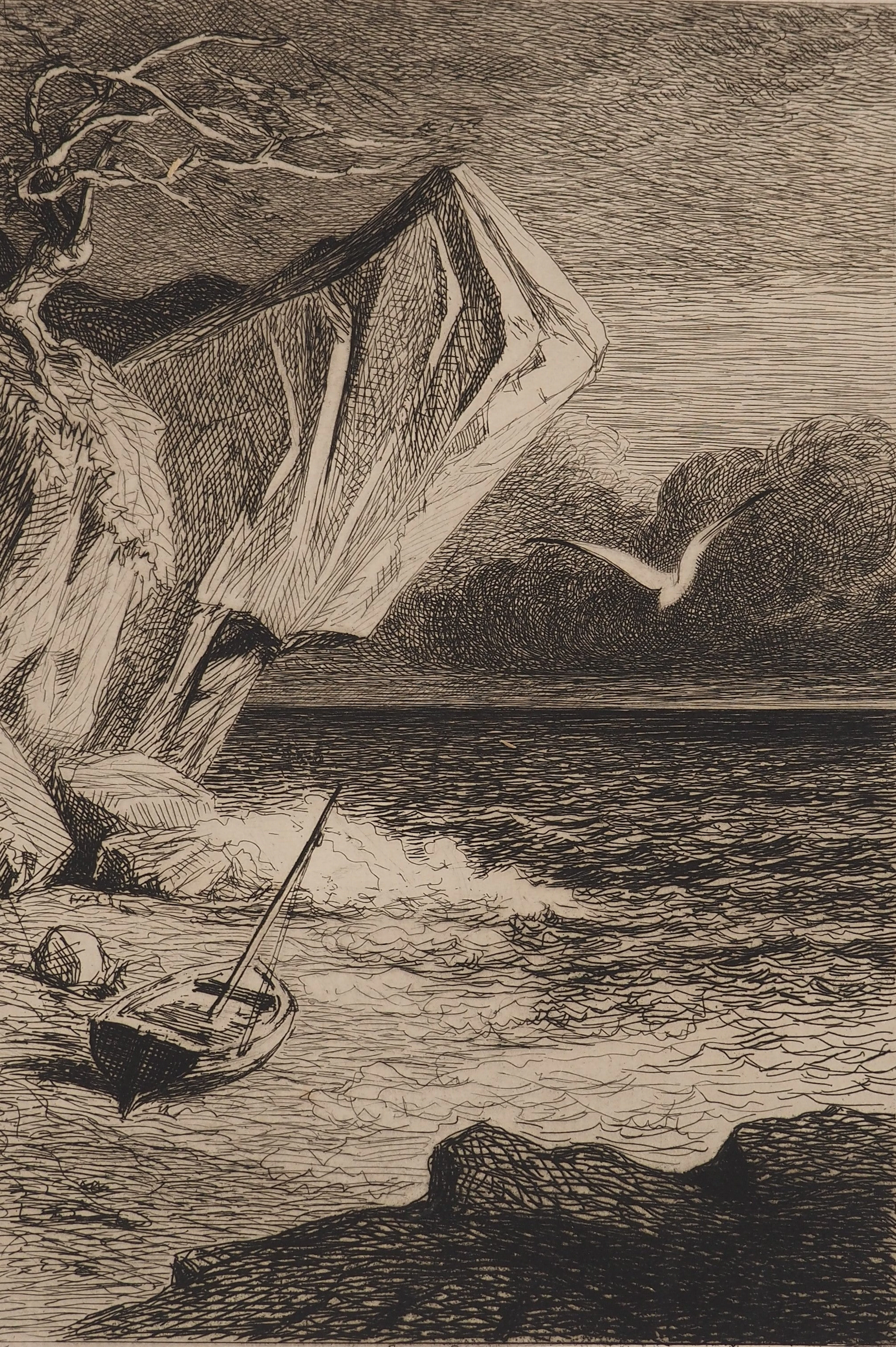 Léon GAUCHEREL : La mer, Gravure originale signée