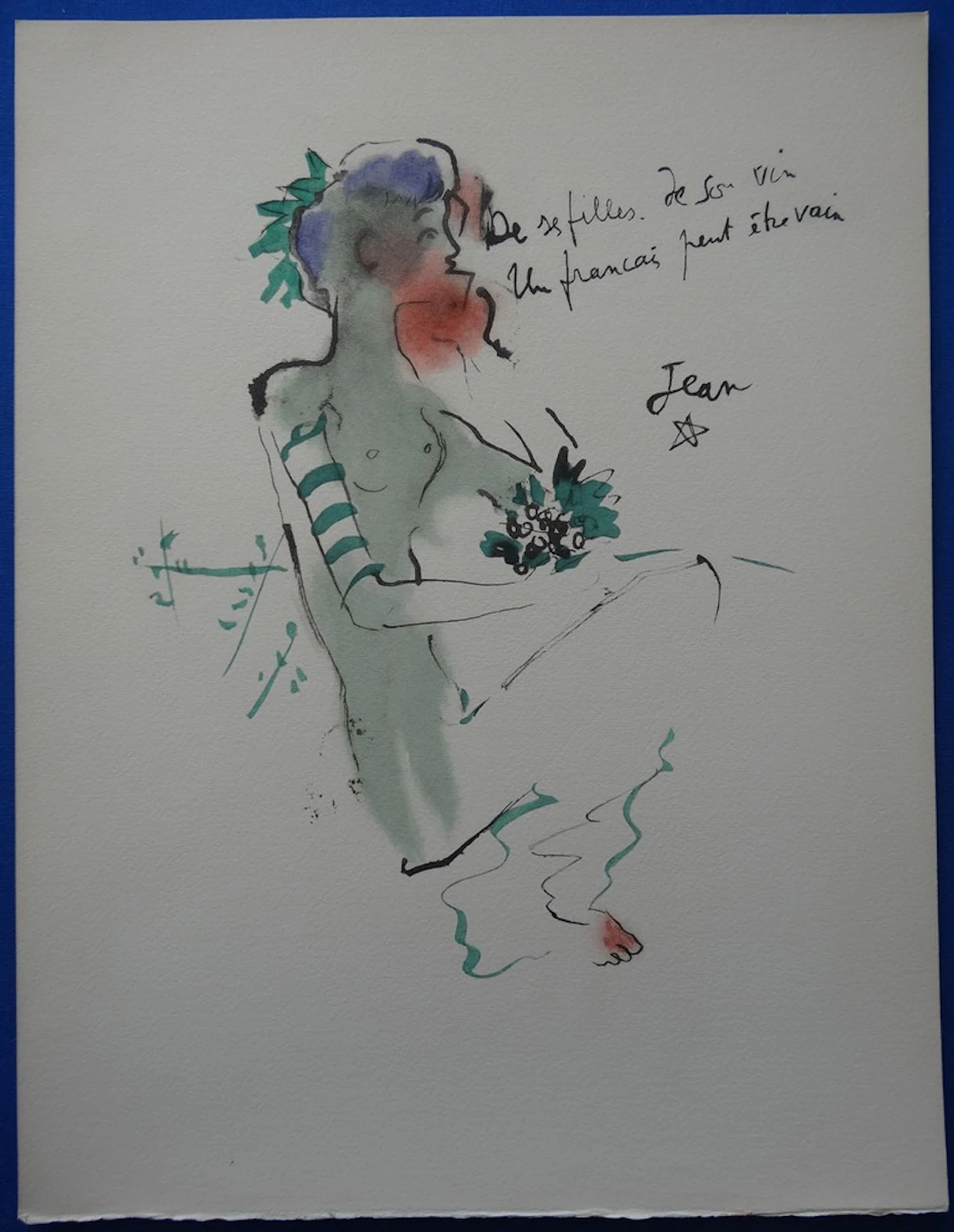 Jean COCTEAU : Ephèbe, Lithographie originale signée