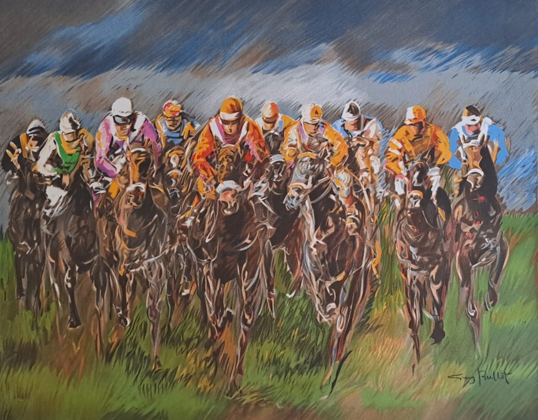 Guy Buffet - Course à Longchamp - Lithographie originale signée
