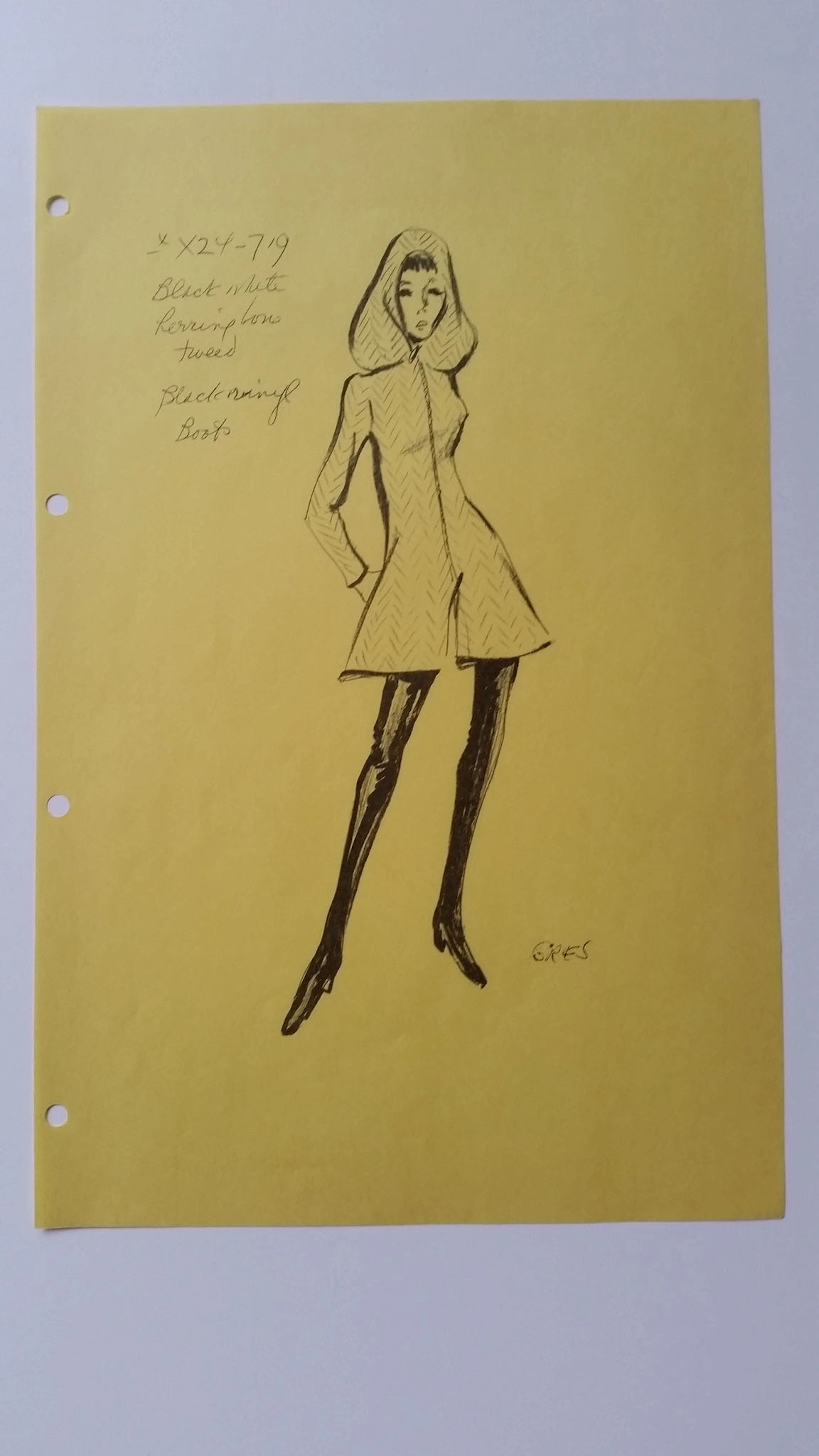 Madame Grès - Croquis veste - Black & white herringbone tweed