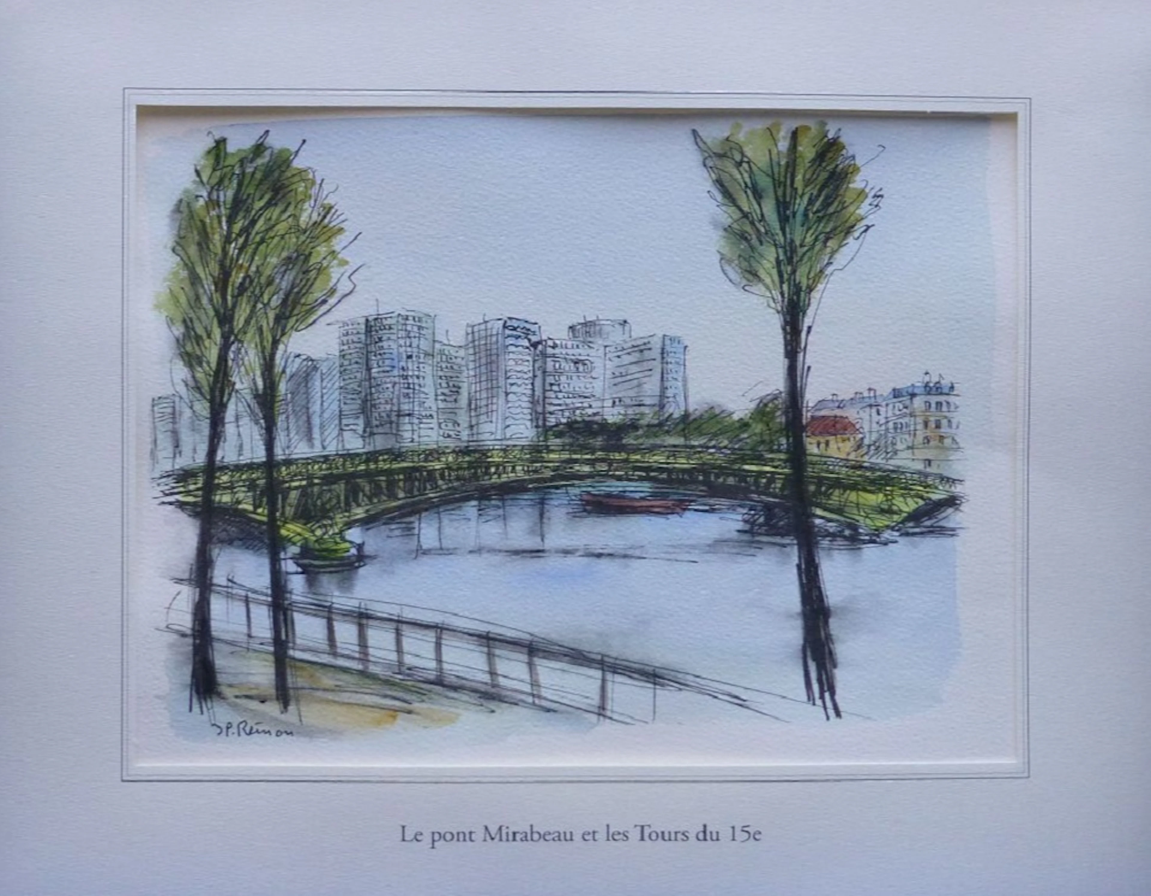 Jean Pierre REMON - Le pont Mirabeau, 2010 - Aquarelle signée