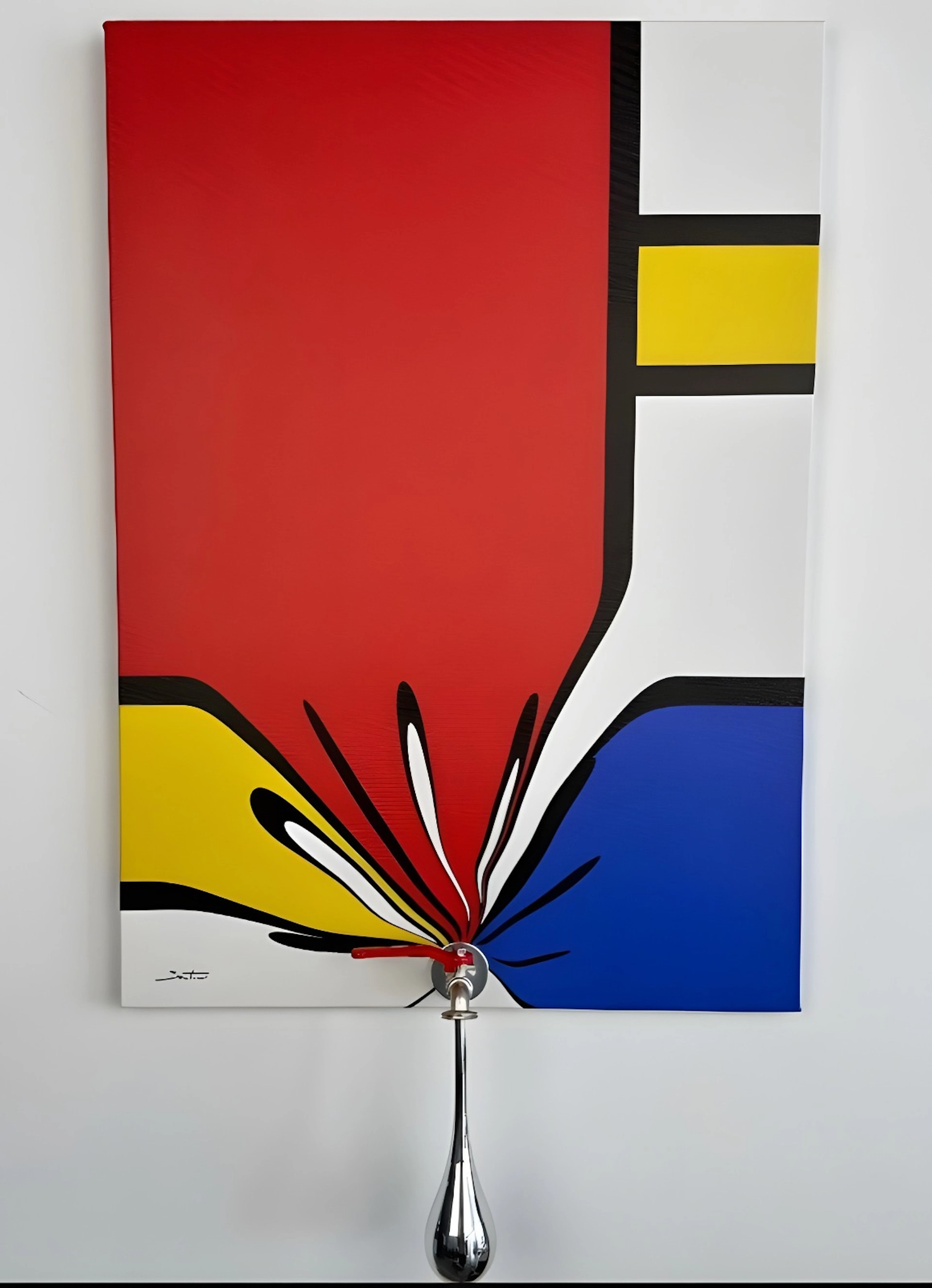 Santicri - Essence, Mondrian II - Technique mixte sur toile