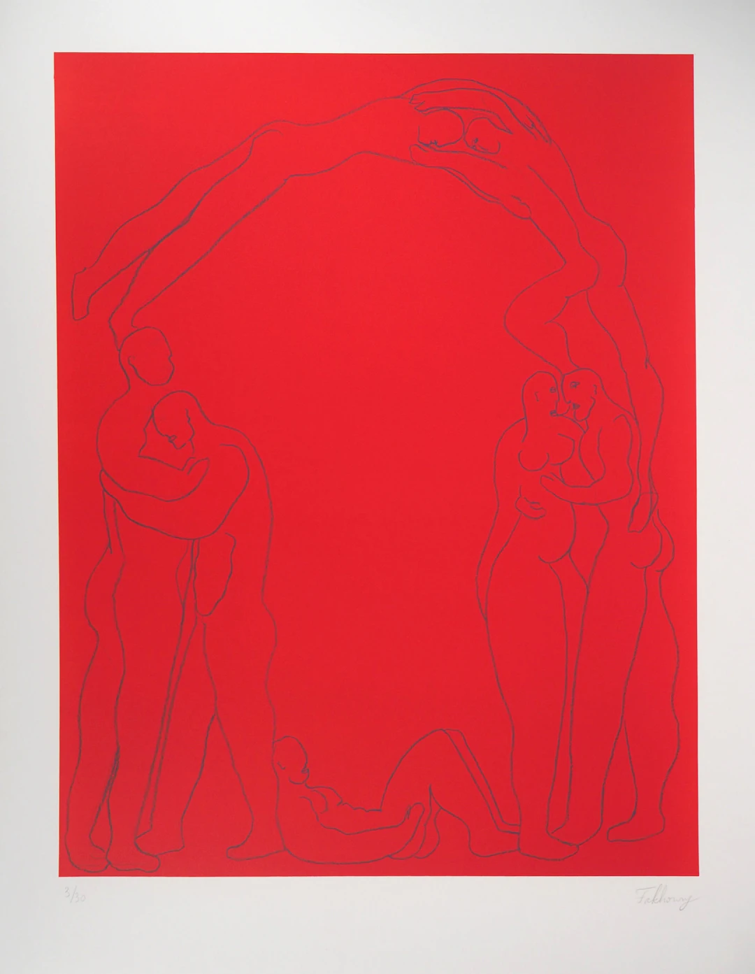 FAKHOURY : Les amoureux et le solitaire - Lithographie originale signée