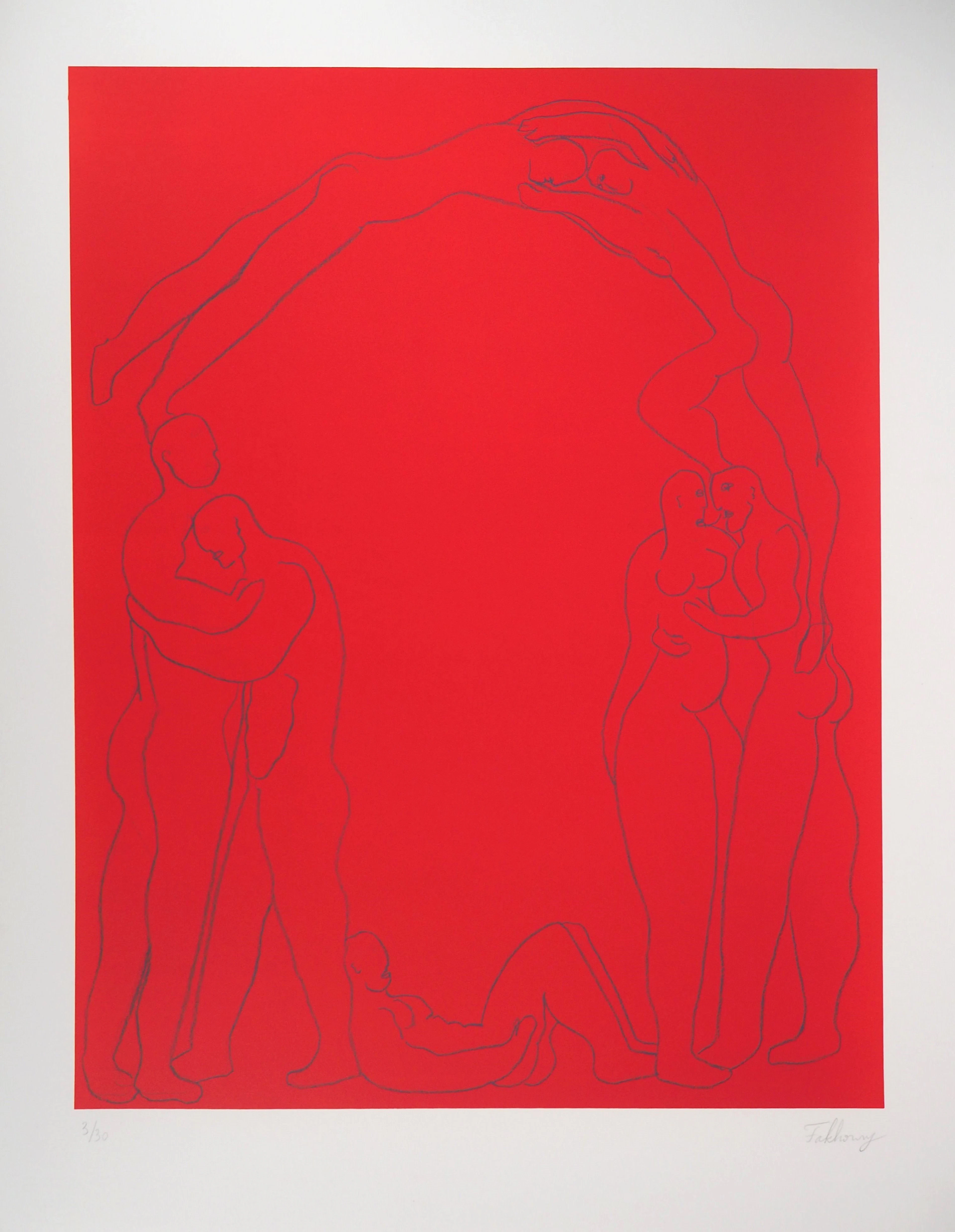 FAKHOURY : Les amoureux et le solitaire - Lithographie originale signée