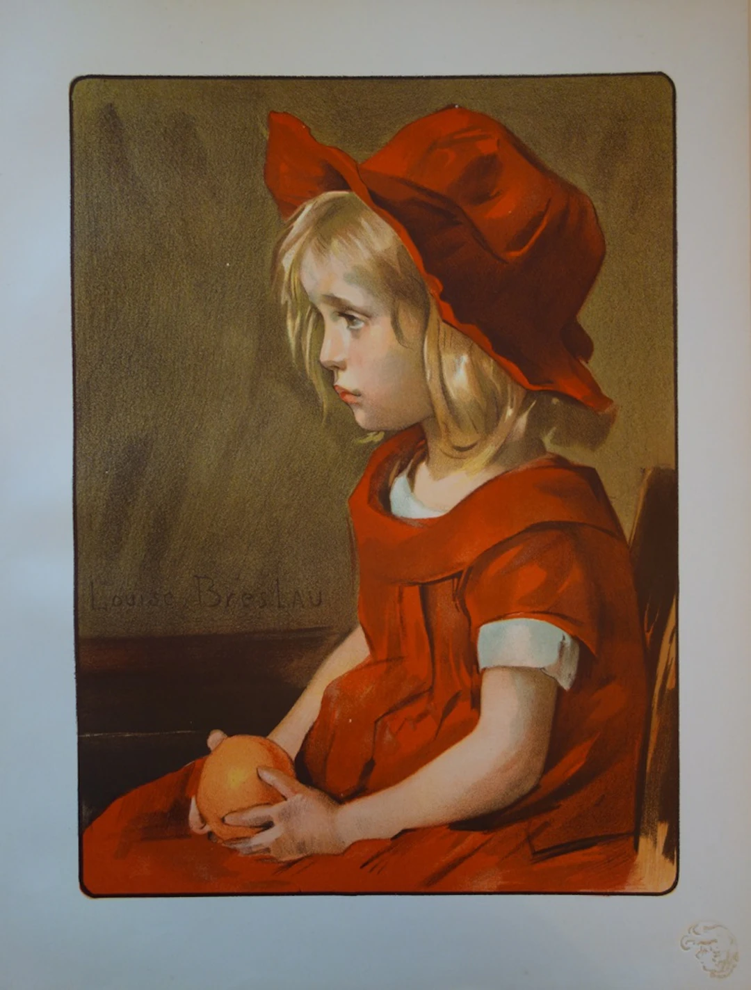Louise BRESLAU : Fillette à l’orange , 1897 -Lithographie originale signée