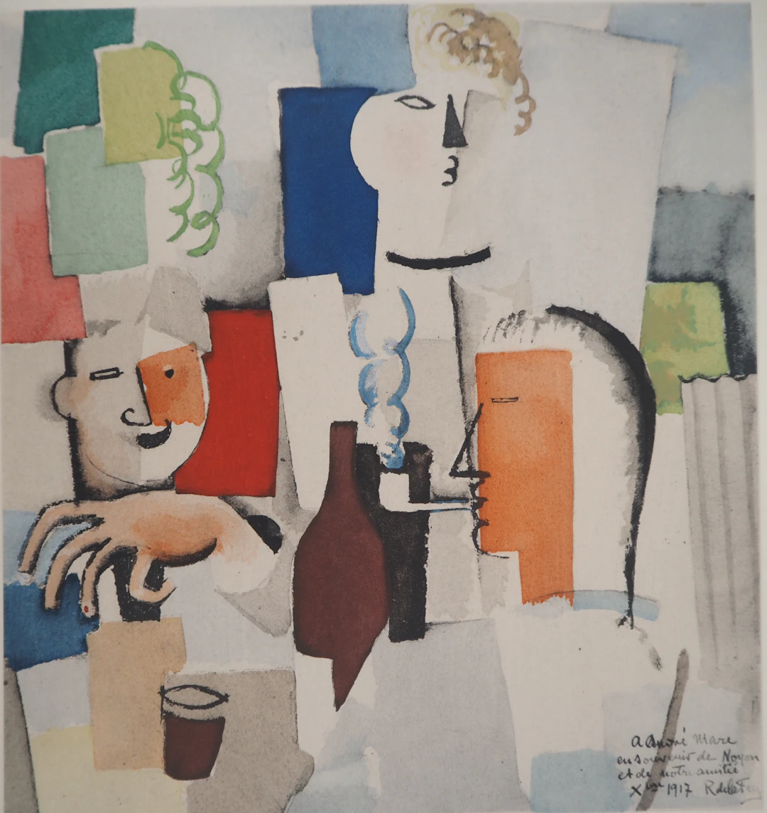 Roger de la FRESNAYE : Déjeuner entre amis, Lithographie signée