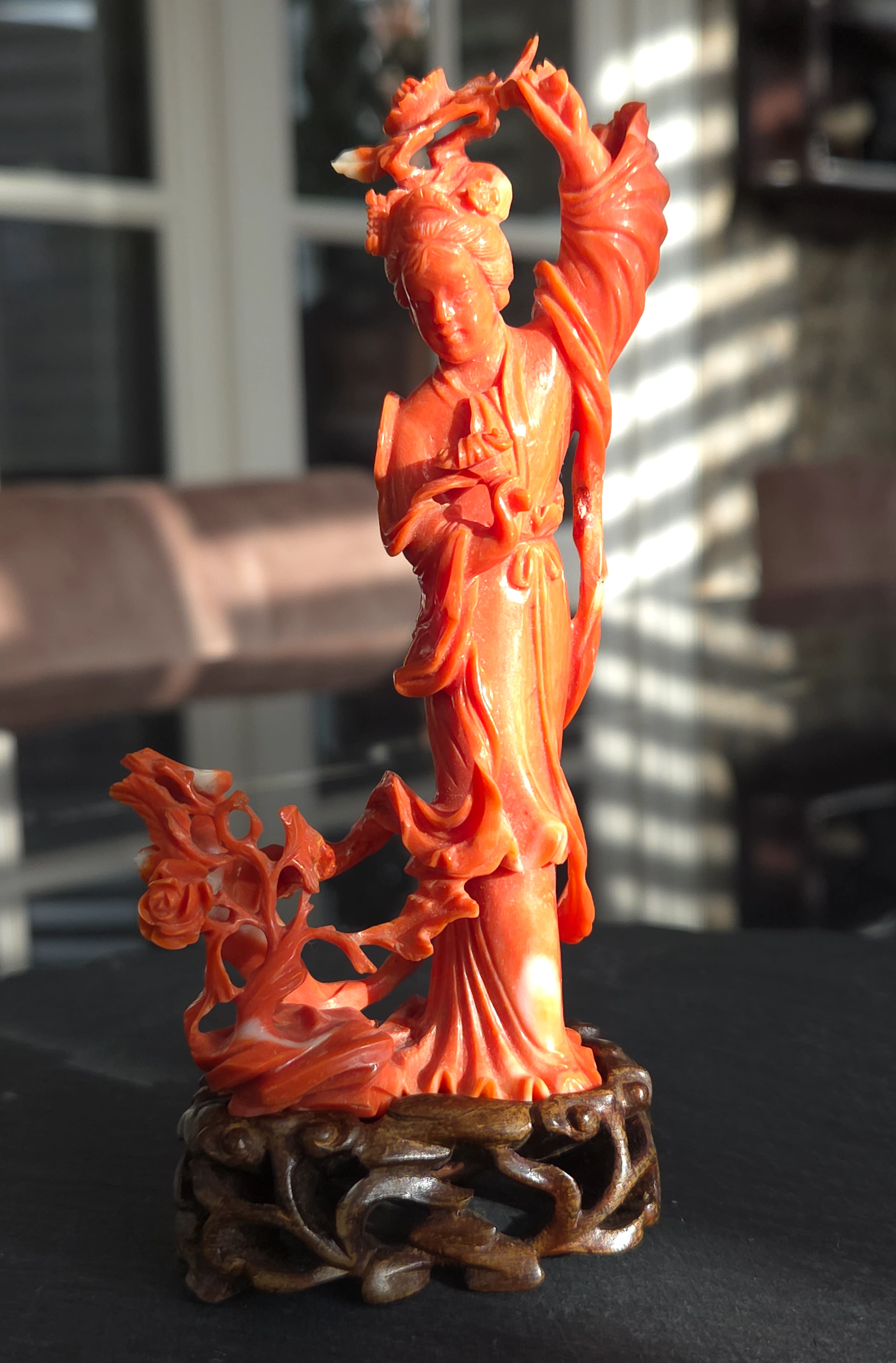 chine xxème - kwanine eb Corail rouge - Sculpture - Figurine